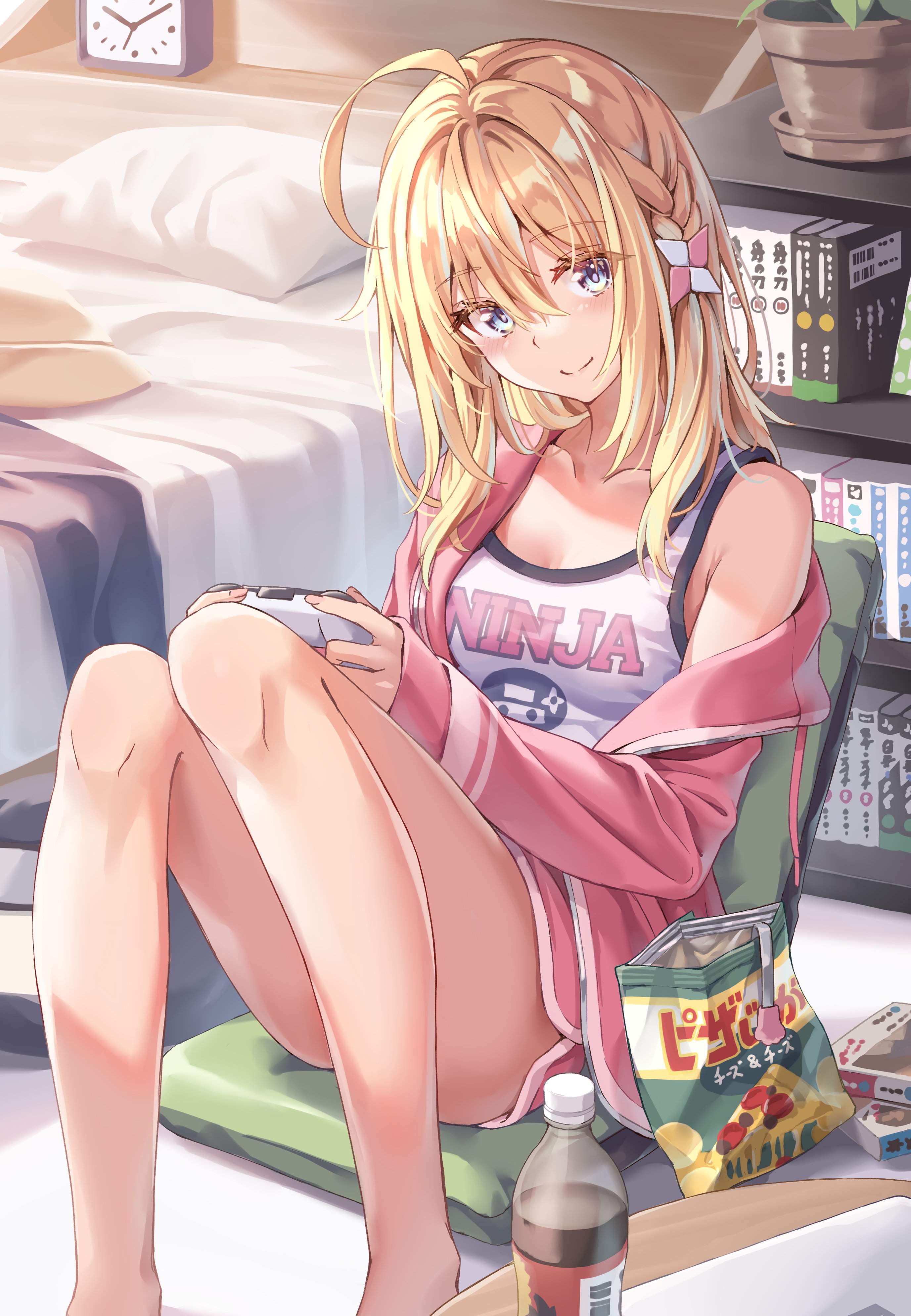 Anime Anime Girls Blonde Chips Soda Blue Eyes Controllers 2753x3977