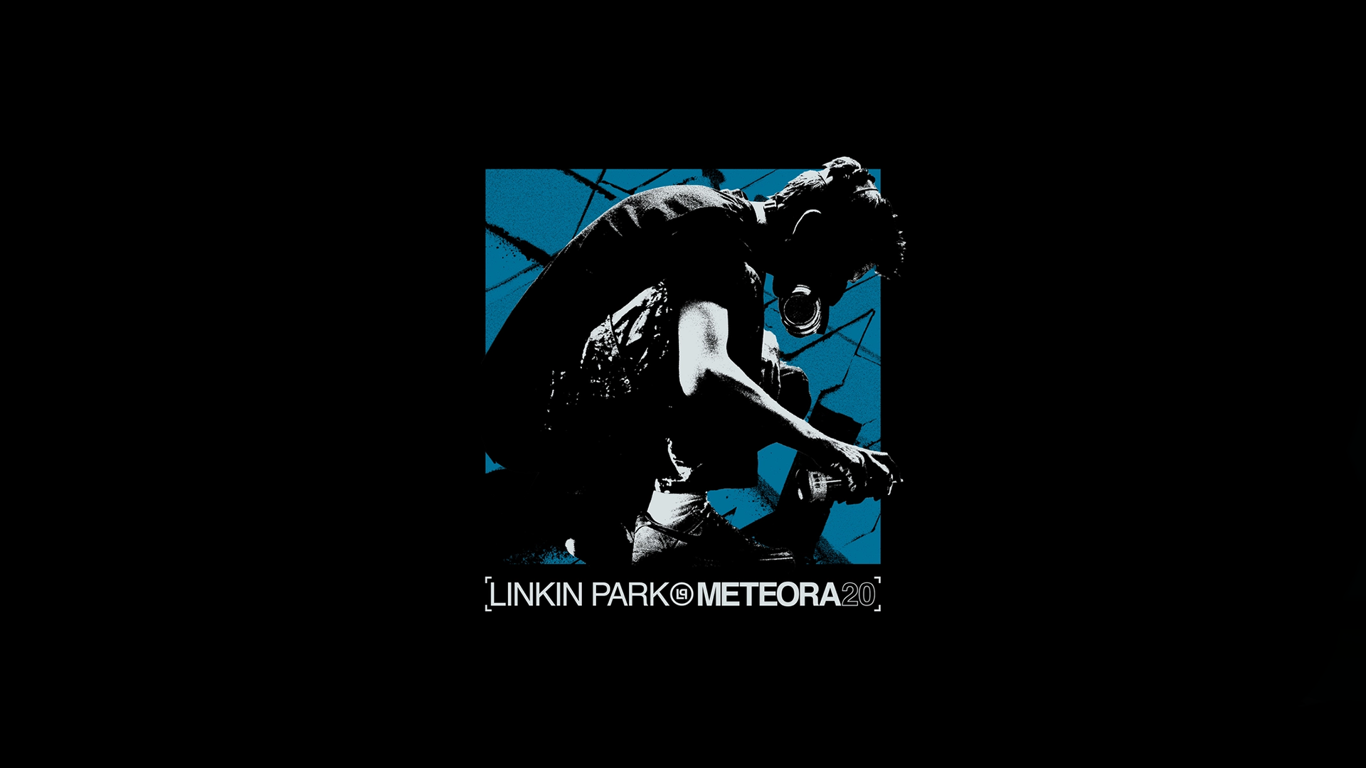 Linkin Park Meteora Black Blue Stencil Rock Bands Minimalism Black Background Simple Background 1920x1080