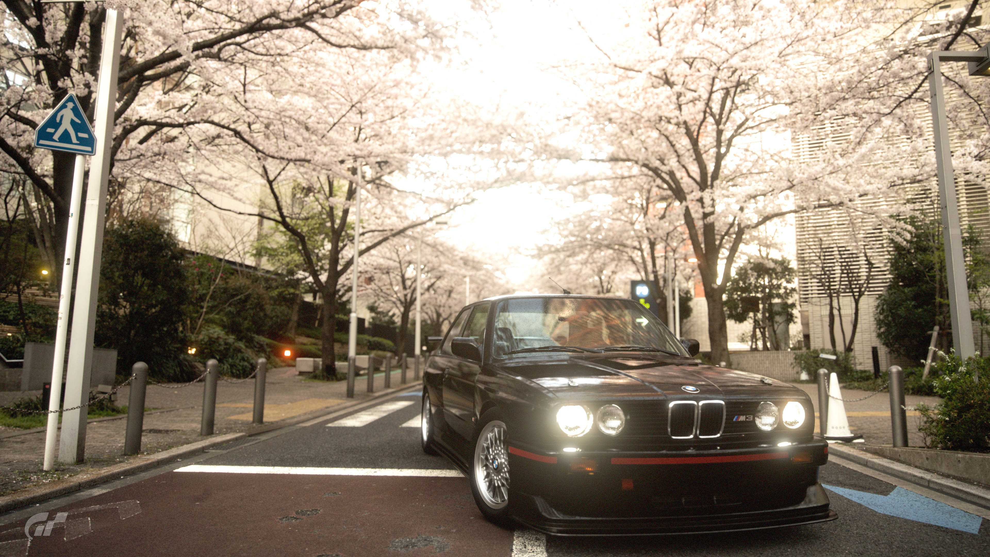 Car Vehicle Japan Spring Cherry Blossom BMW Video Games Street Tokyo Daylight Gran Turismo 7 Front A 3840x2160