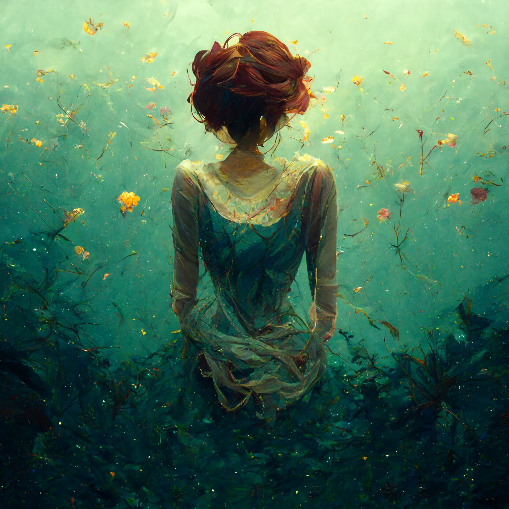 Artwork ArtStation Women Fantasy Art Fantasy Girl Redhead Underwater Jonny Kubata 1664x1664