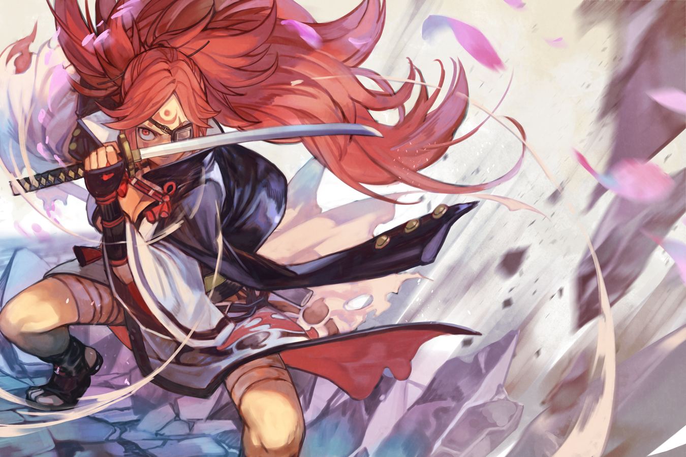 Guilty Gear Guilty Gear Strive Baiken Samurai Fighting Games Anime Girls 1350x900