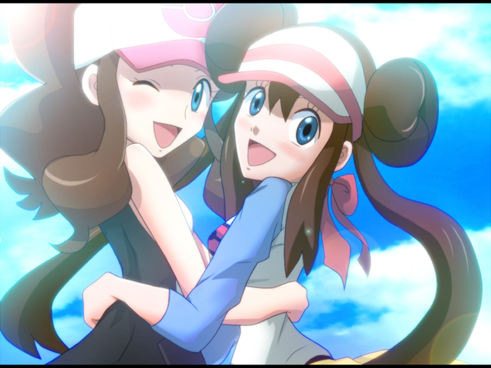 Anime Anime Girls Pokemon Rosa Pokemon Hilda Pokemon Long Hair Twintails Ponytail Brunette Two Women 1600x1200