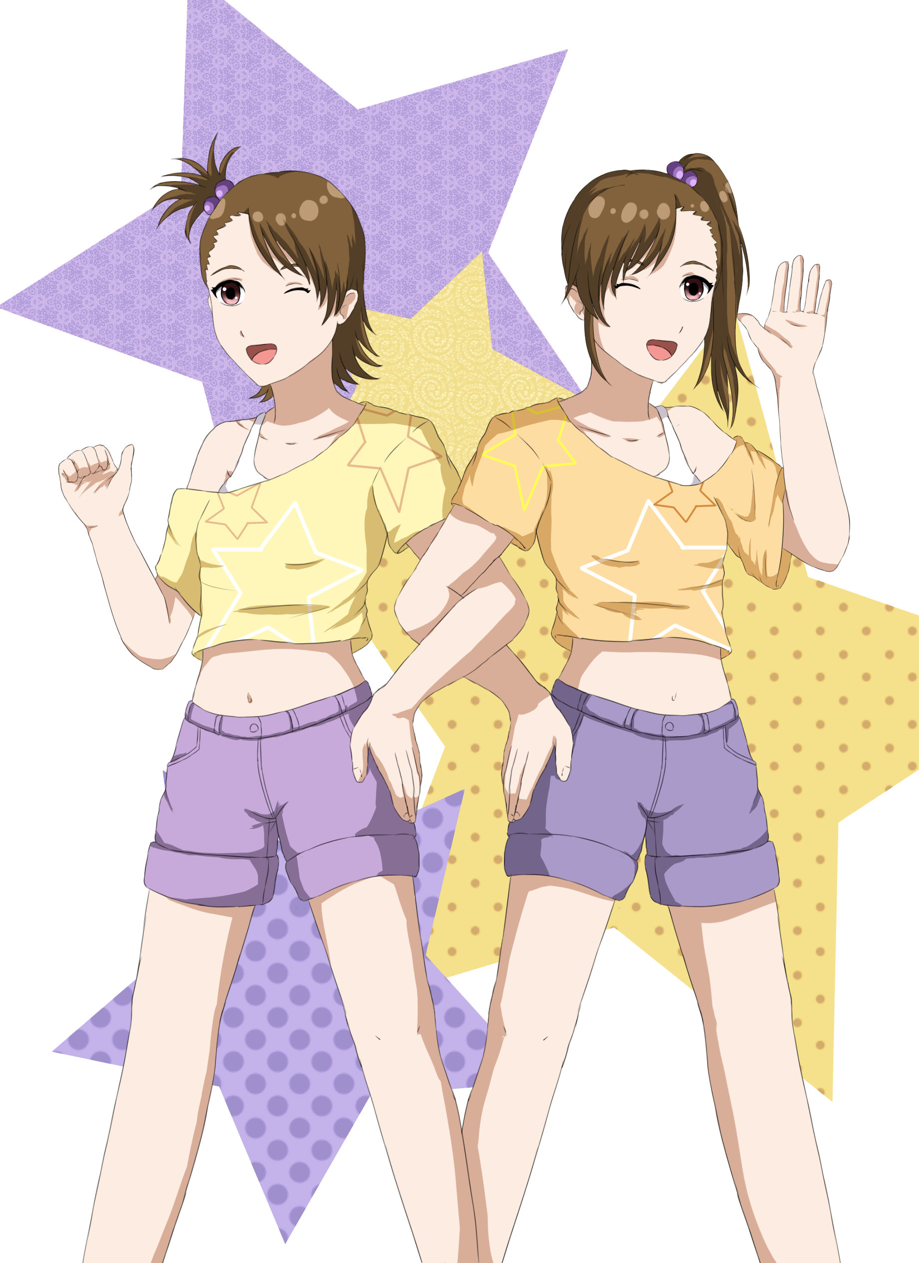 Anime Anime Girls THE IDOLM STER Futami Ami Futami Mami Long Sleeves Brunette Twins Two Women Artwor 1840x2530