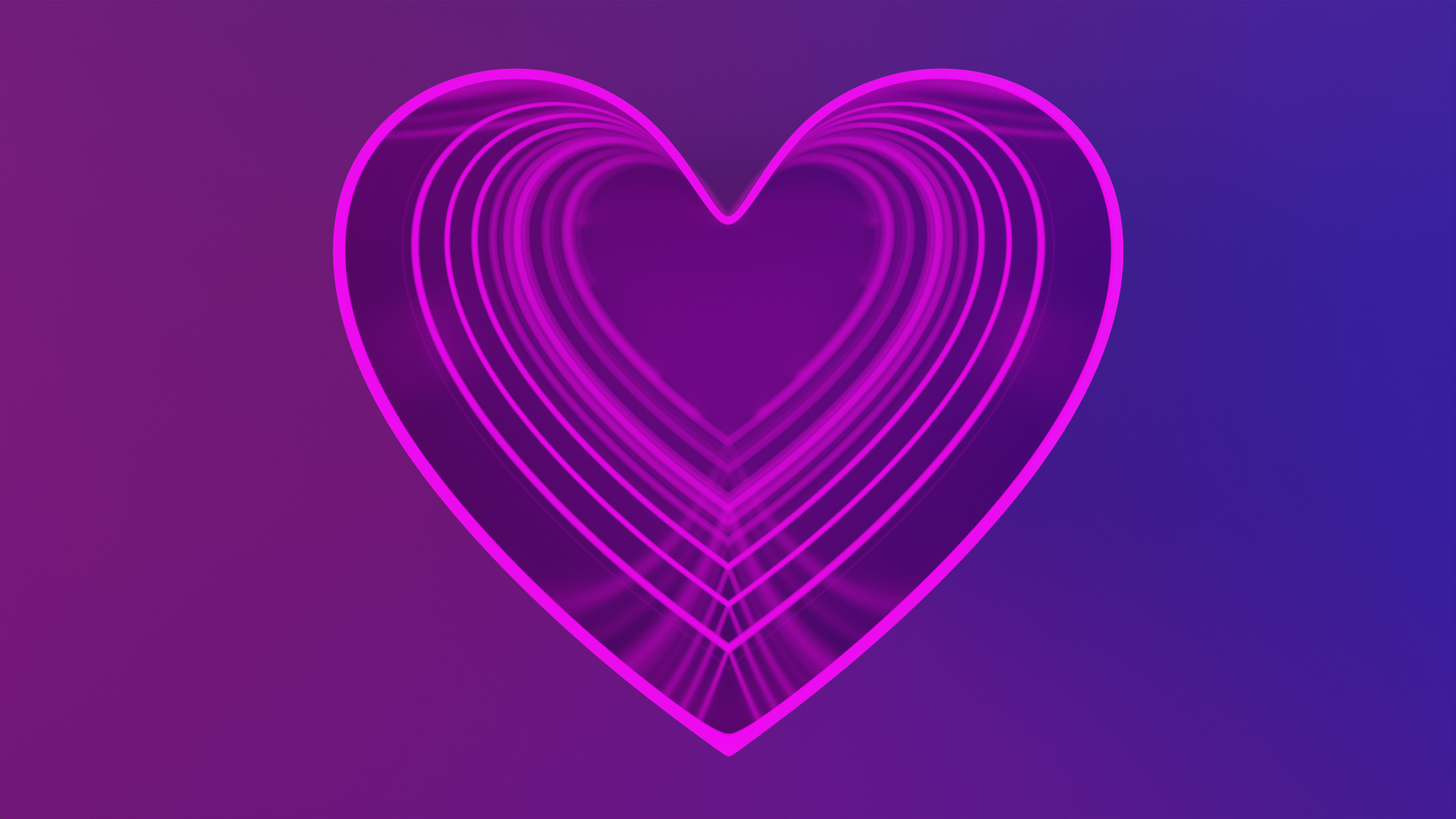 Abstract Heart Design CGi Digital Art Purple Background Love Blue Background 2560x1440