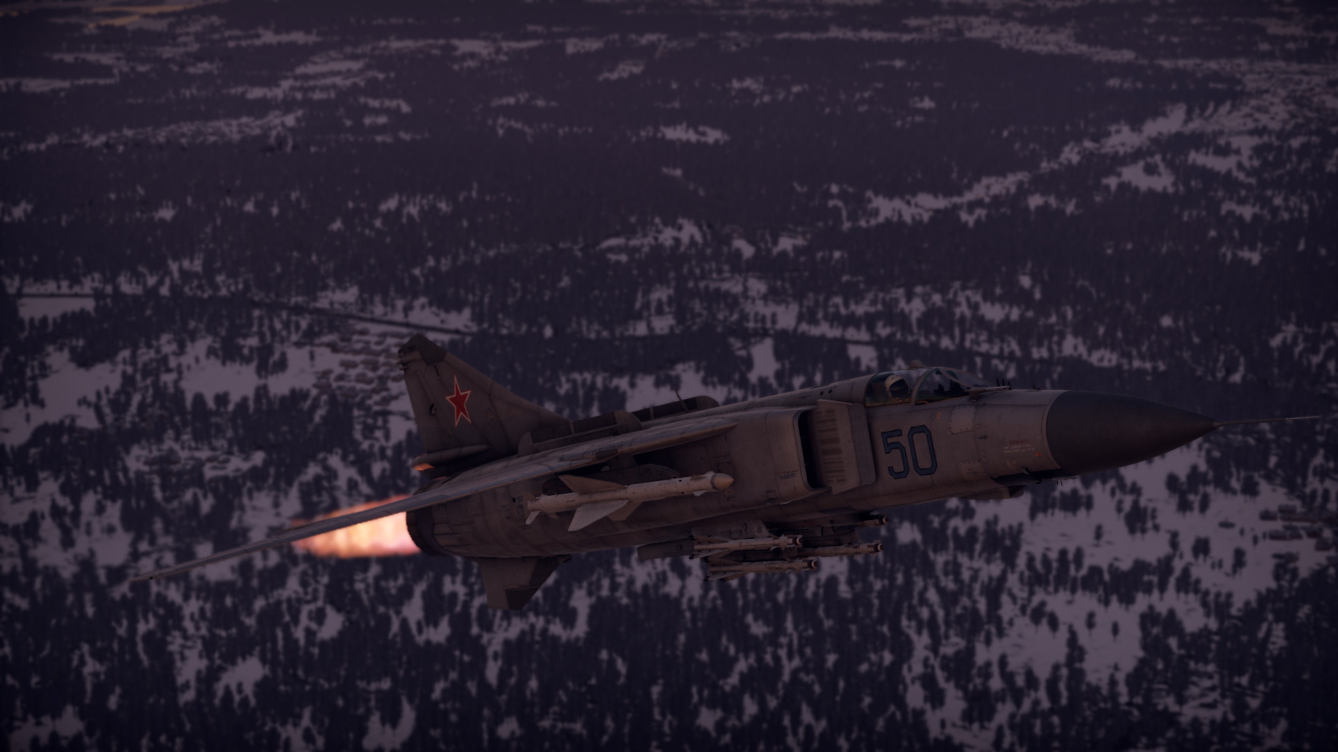 MiG 23ML Jet Fighter Airplane War Thunder Sunset Trees Sky Aircraft Video Games CGi 1920x1080