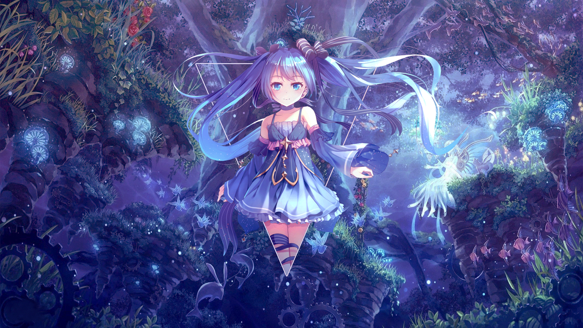 Anime Anime Girls Hatsune Miku Landscape Digital Art Abstract Vocaloid Long Hair Picture In Picture  1920x1080