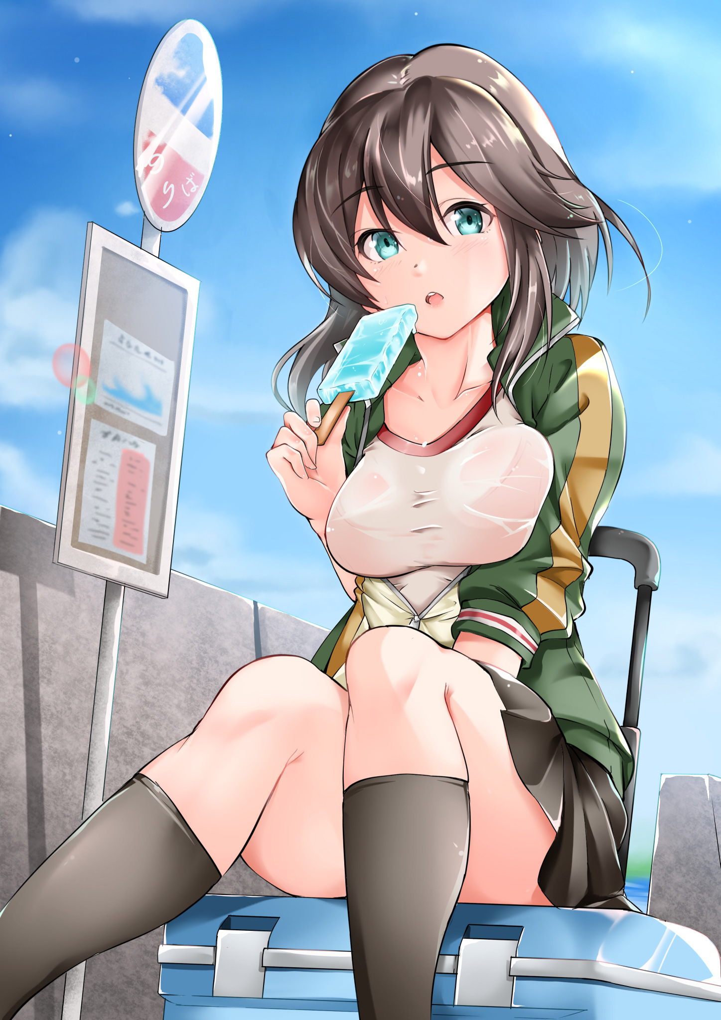 Anime Anime Girls Kantai Collection Hayasui KanColle Short Hair Brunette Solo Artwork Digital Art Fa 1447x2046