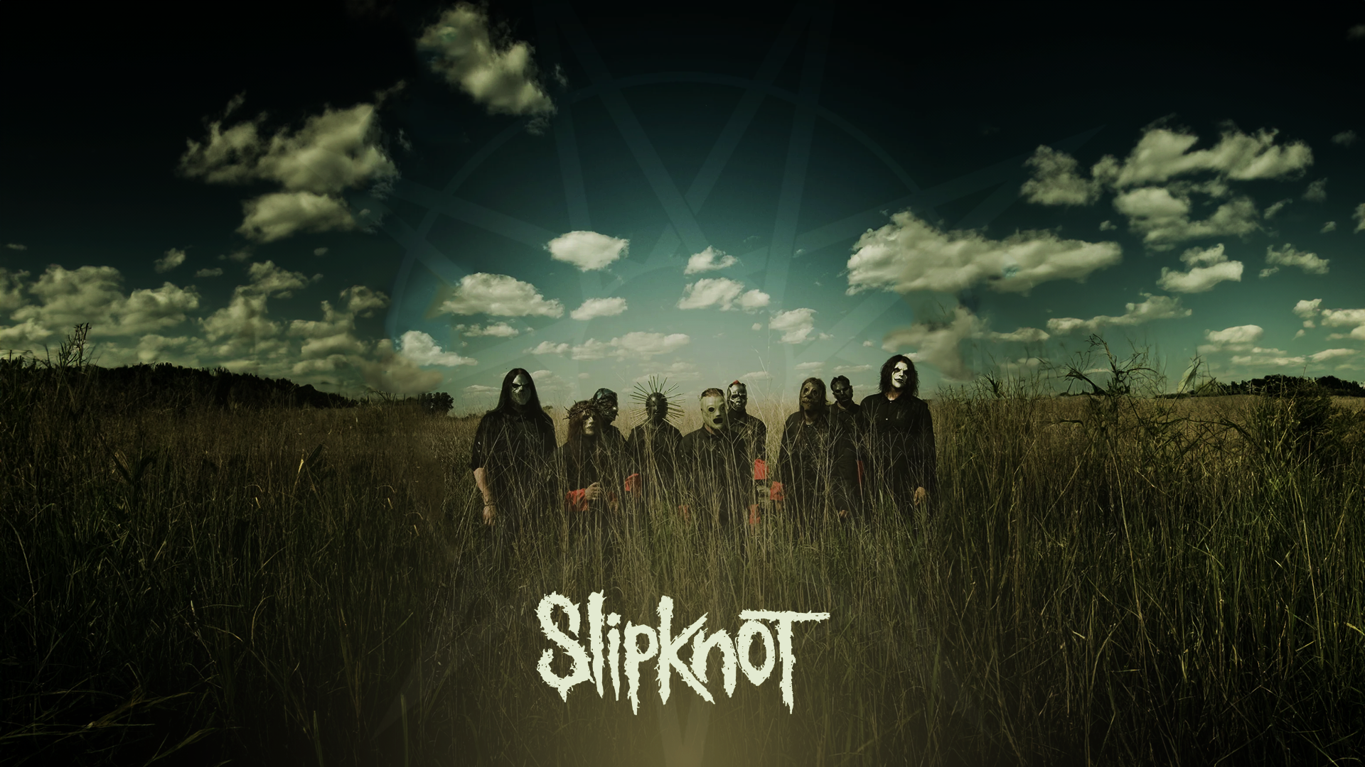 Slipknot Metal Band Rock Bands Band Music Clouds Sky Standing Field 1920x1080