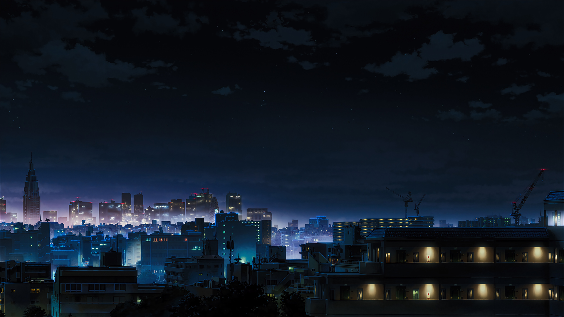 Night Sky Night City Cityscape Nightscape 1920x1080