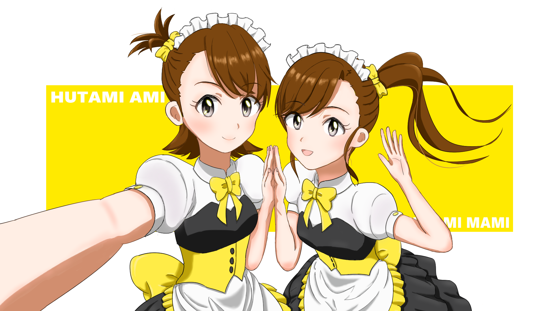 Anime Anime Girls THE IDOLM STER Futami Ami Futami Mami Long Sleeves Brunette Twins Two Women Artwor 1920x1080