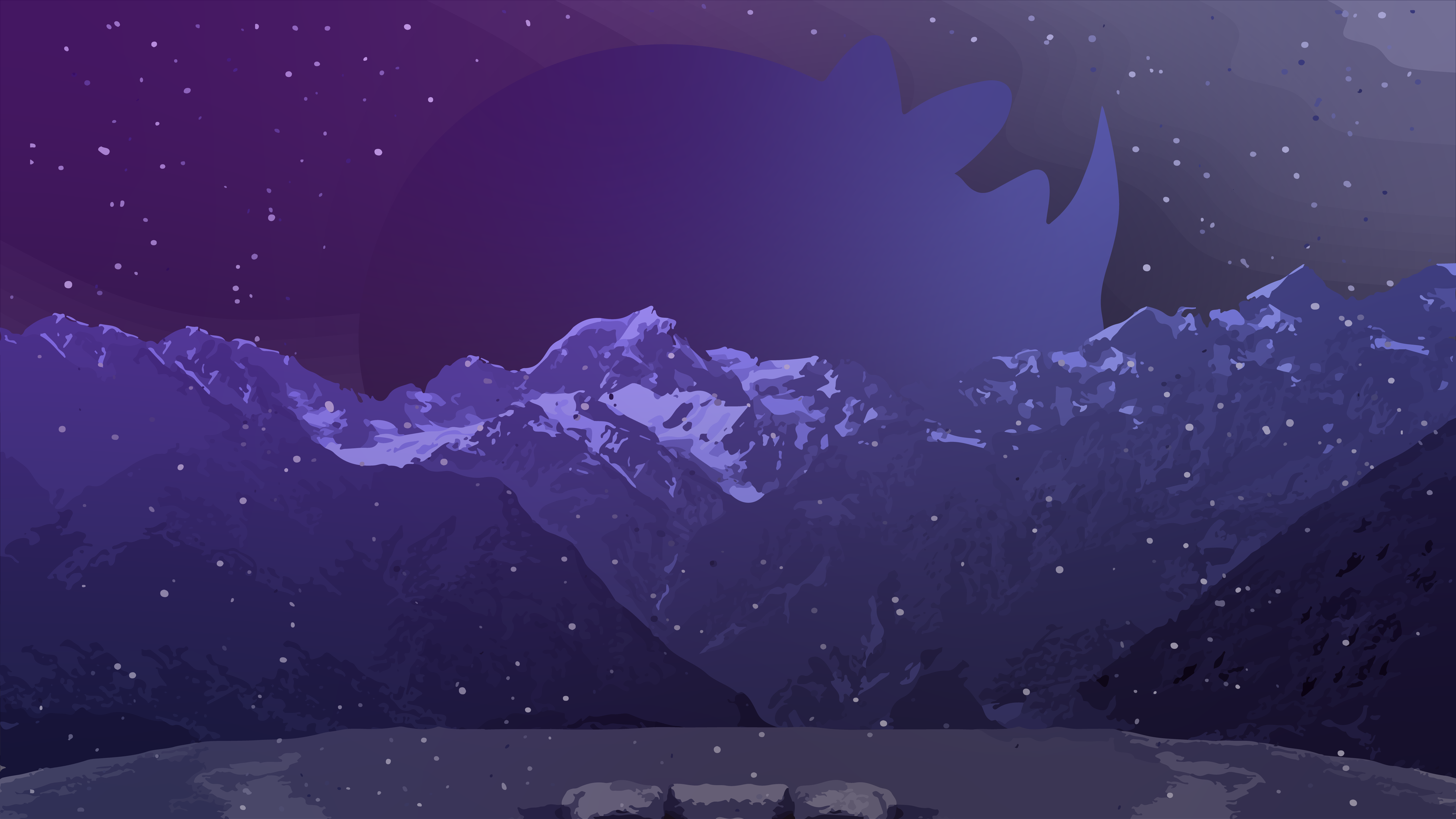Linux Rhino Linux Purple Rhino Night Sky Mountains Logo Operating System 8000x4500