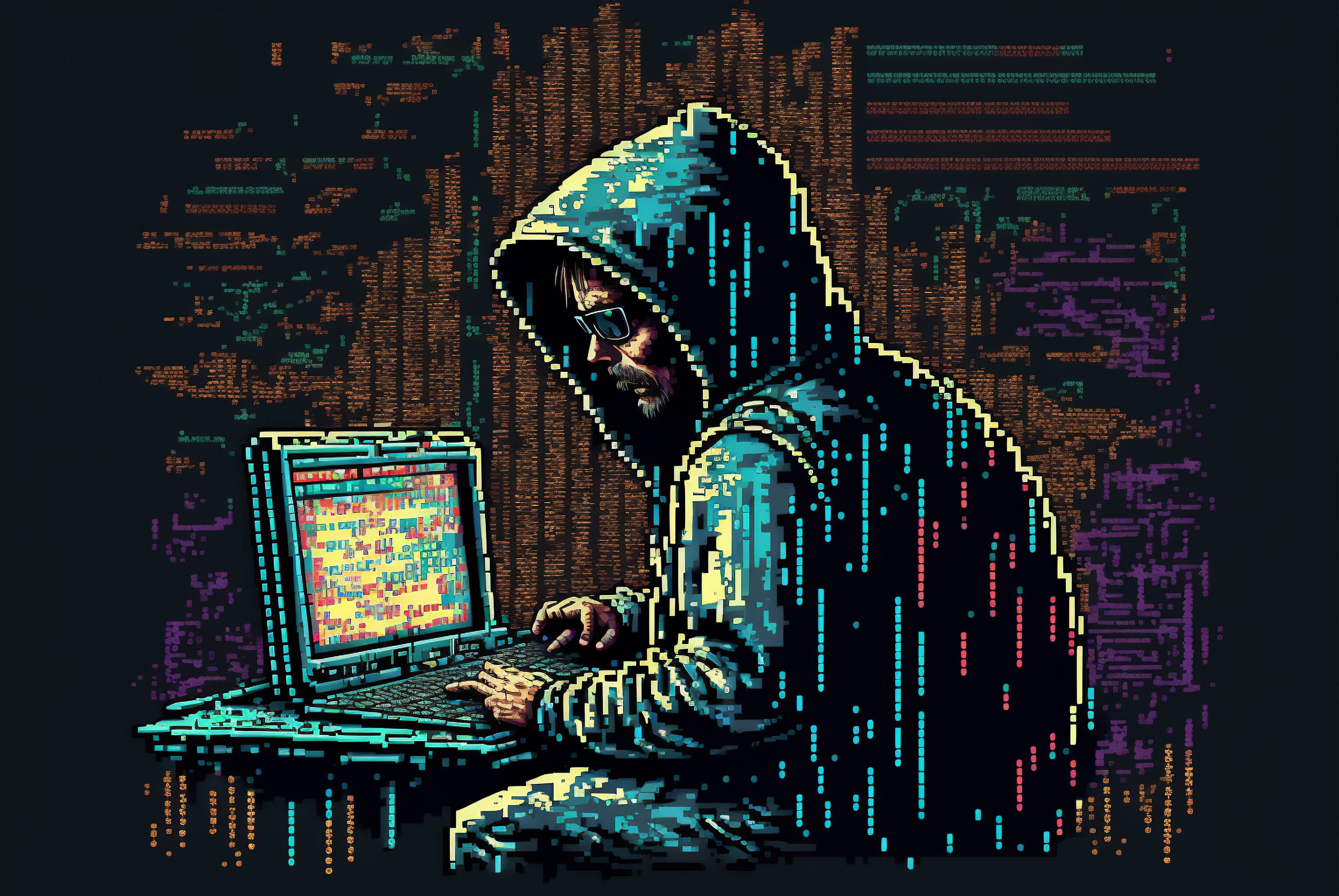 Ai Art Illustration Pixels Hacking Computer 3060x2048