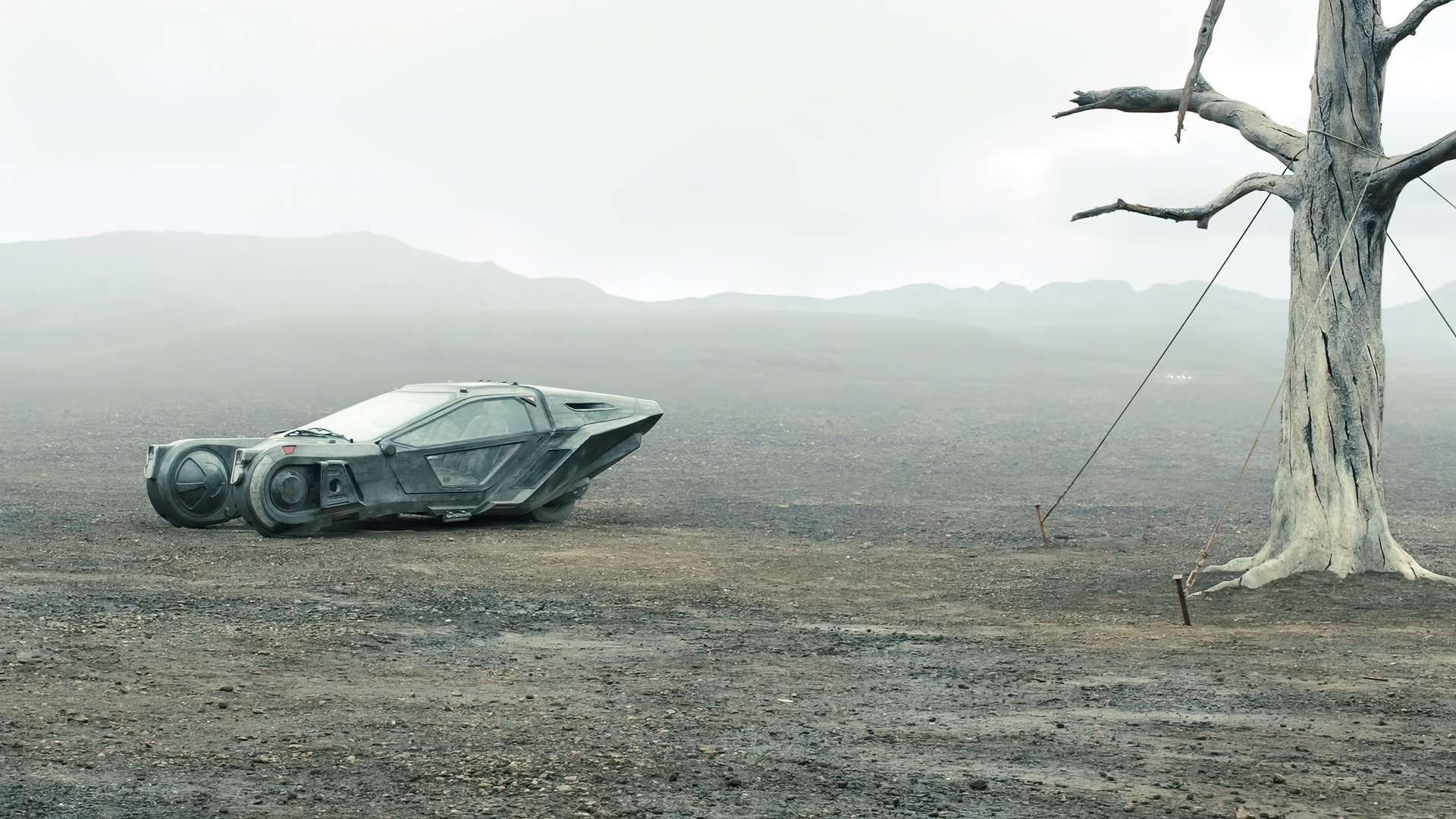 Blade Runner 2049 Movies Film Stills Cyberpunk Spinner Futuristic Dead Trees Mist Vehicle Minimalism 1920x1080