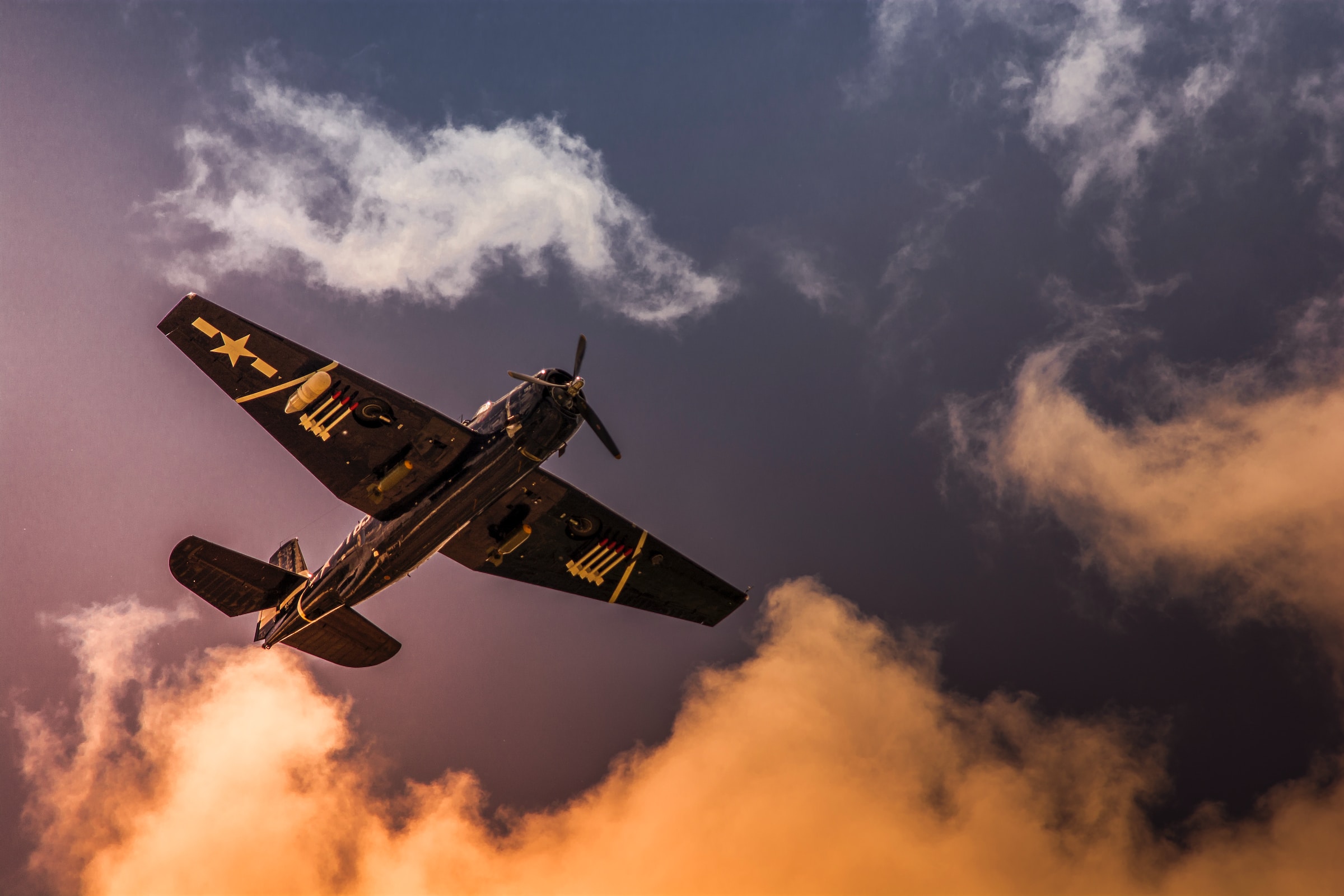 World War Ii United States Navy Aircraft Sky Clouds Sunset Sunset Glow 2400x1600