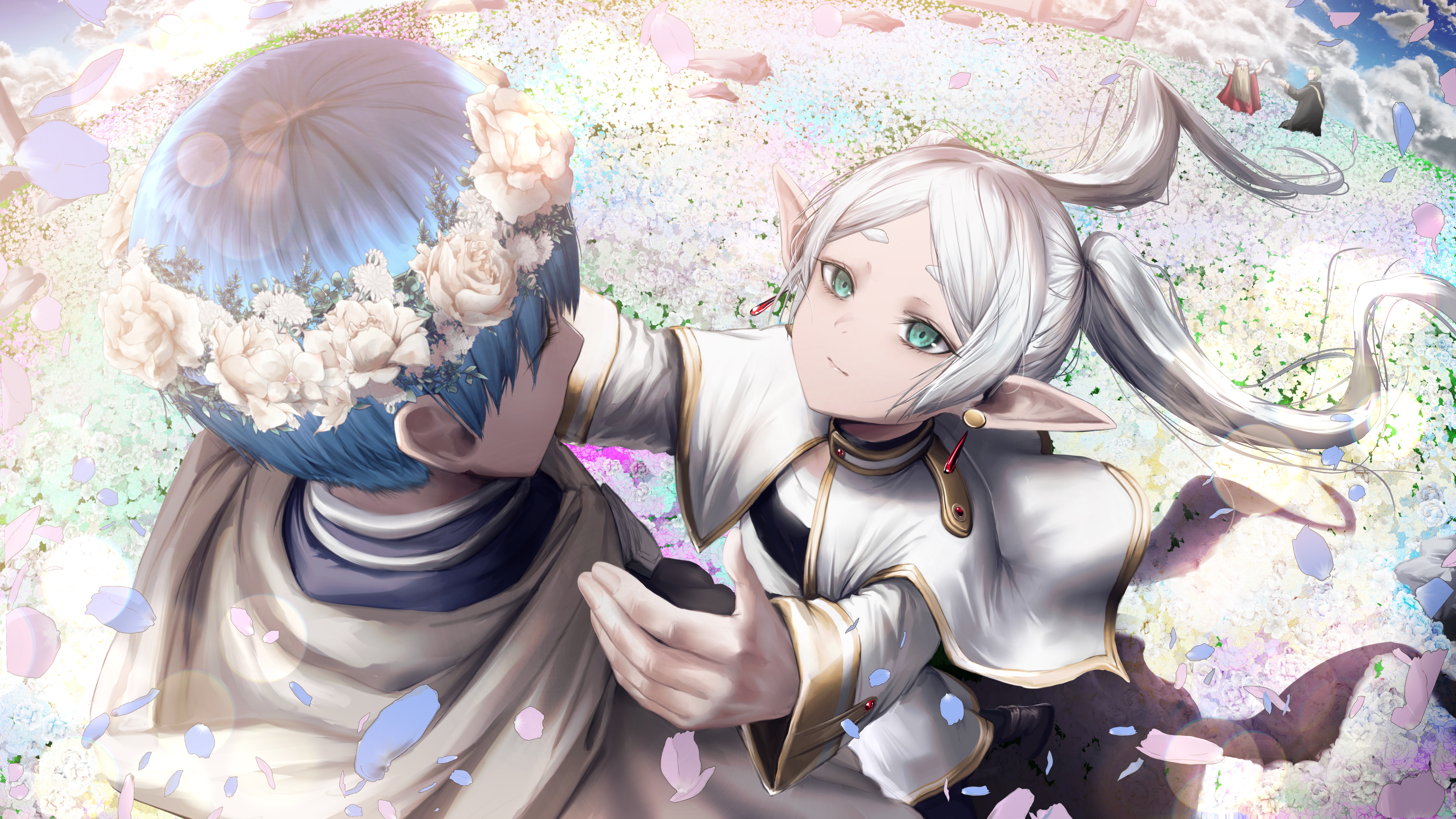 Sousou No Frieren Anime Himmel Sousou No Frieren Pointy Ears Flower Crown White Hair Anime Girls Clo 6000x3375