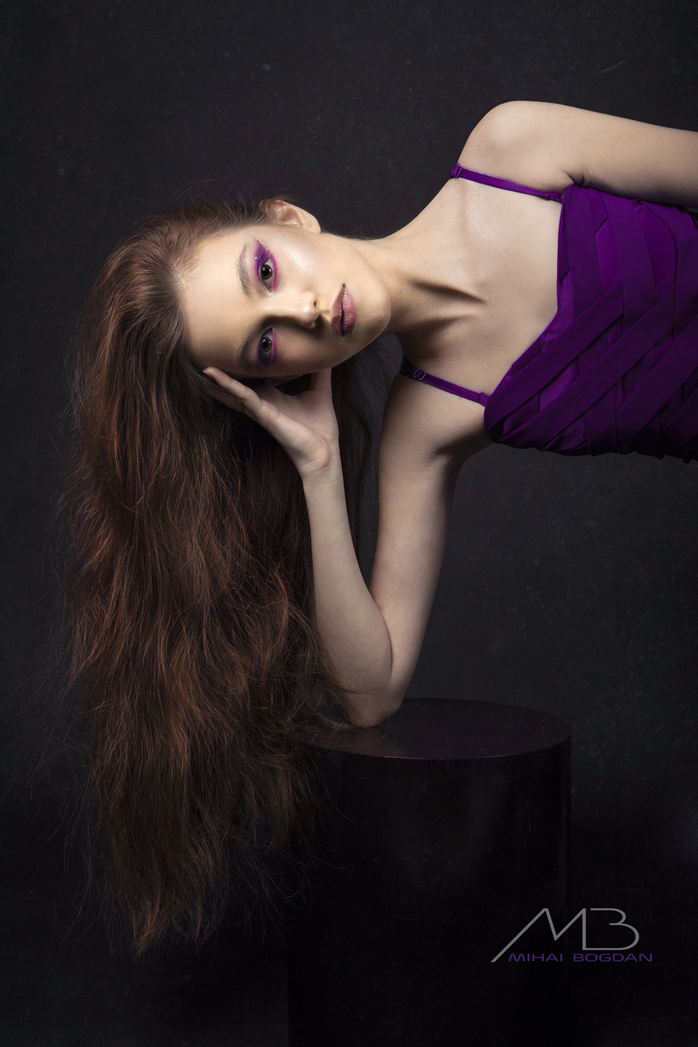 Mihai Romeo Bogdan Women Brunette Long Hair Makeup Eyeshadow Purple Eyeshadow Purple Clothing Glamou 1365x2048