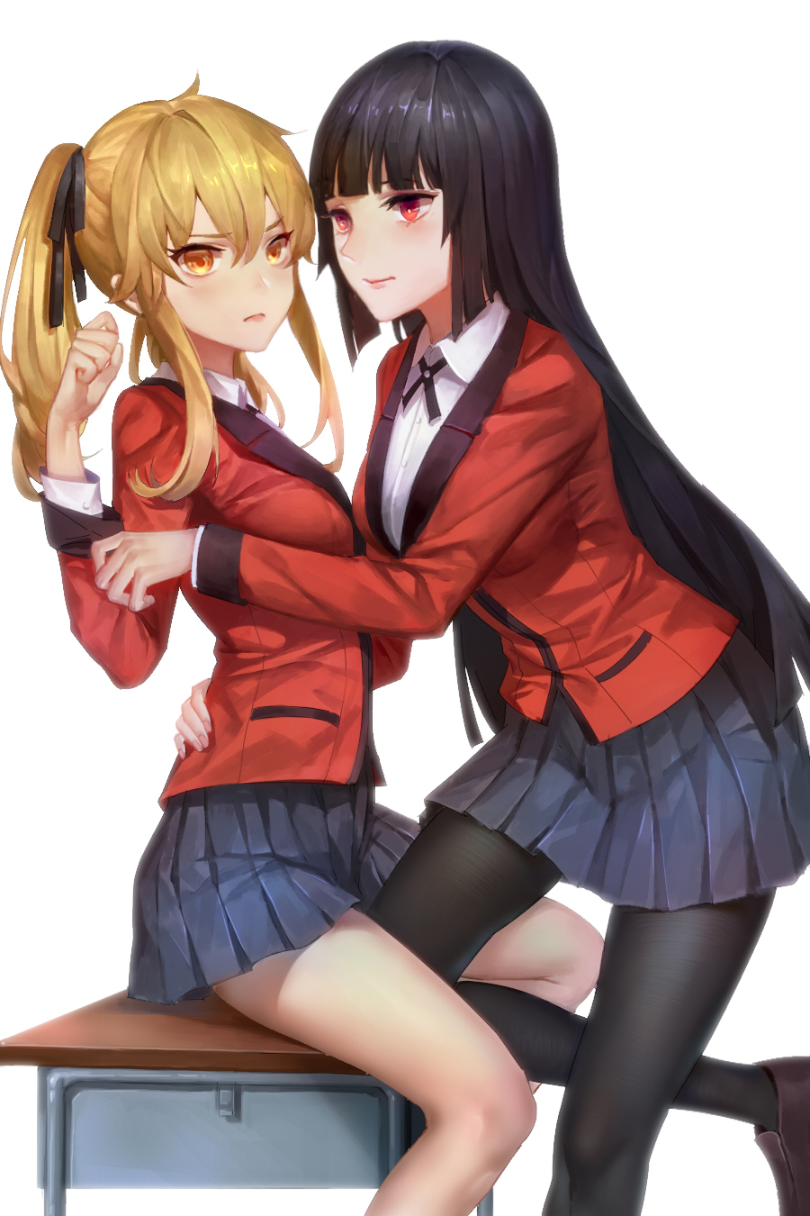 Anime Anime Girls Kakegurui Jabami Yumeko Saotome Meari Long Hair Black Hair Twintails Blonde Two Wo 900x1350