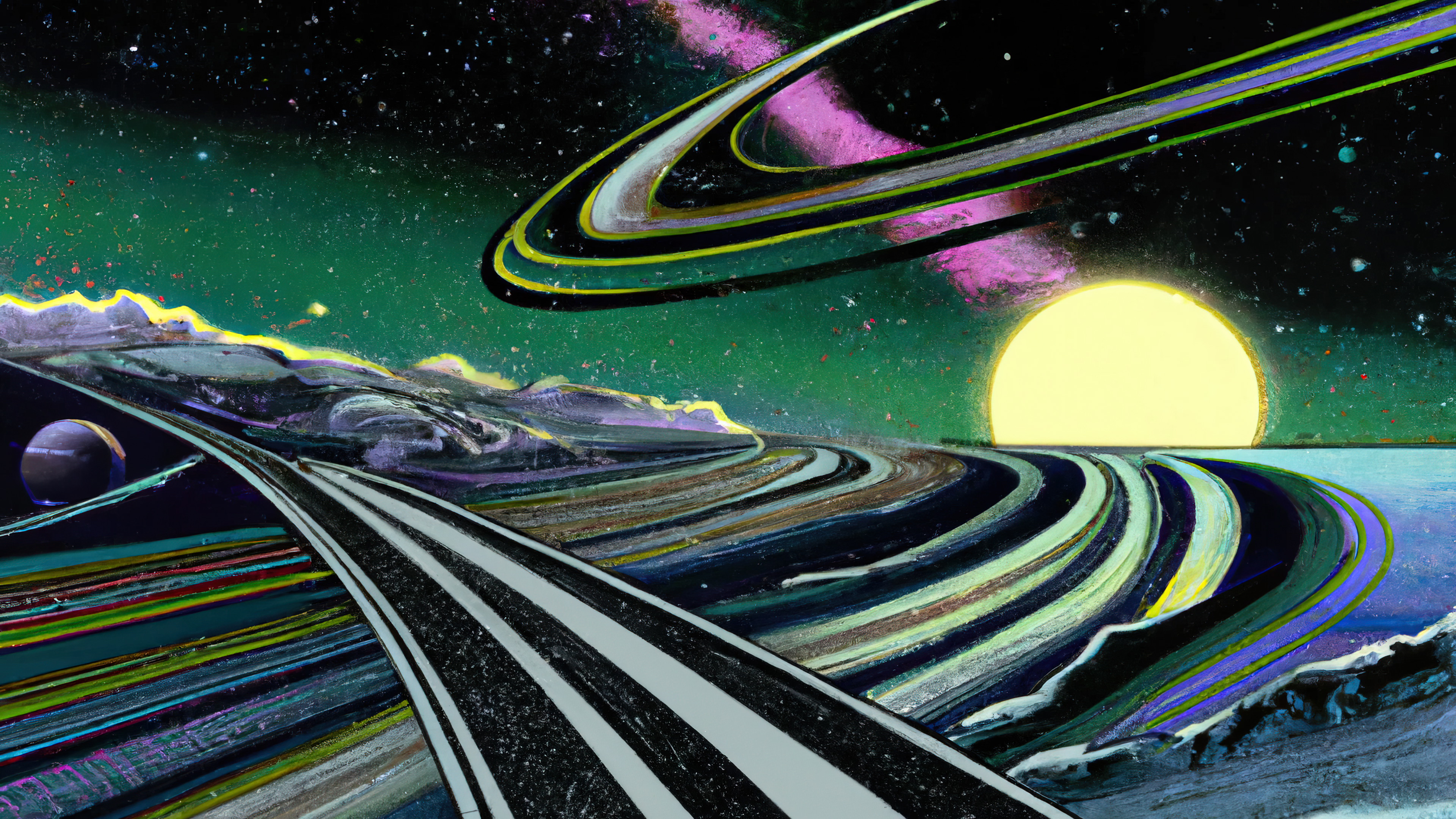 Ai Art Ai Painting Painting Landscape Surreal Space Rings Of Saturn Alien World Planet Space Art Sta 3840x2160