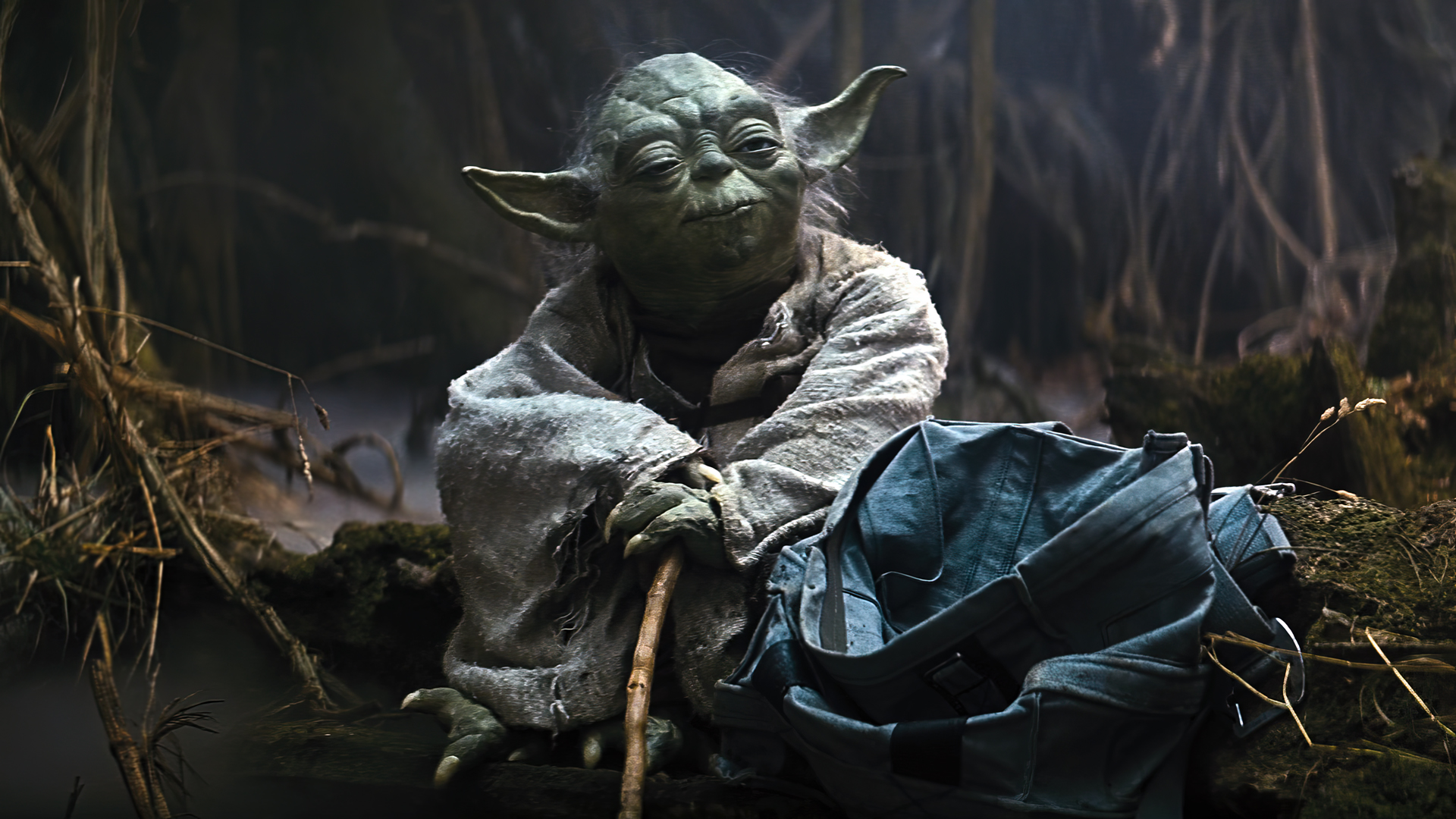 Star Wars Episode V The Empire Strikes Back Movies Film Stills Yoda Jedi Backpacks Mist Swamp Dagoba 1920x1080