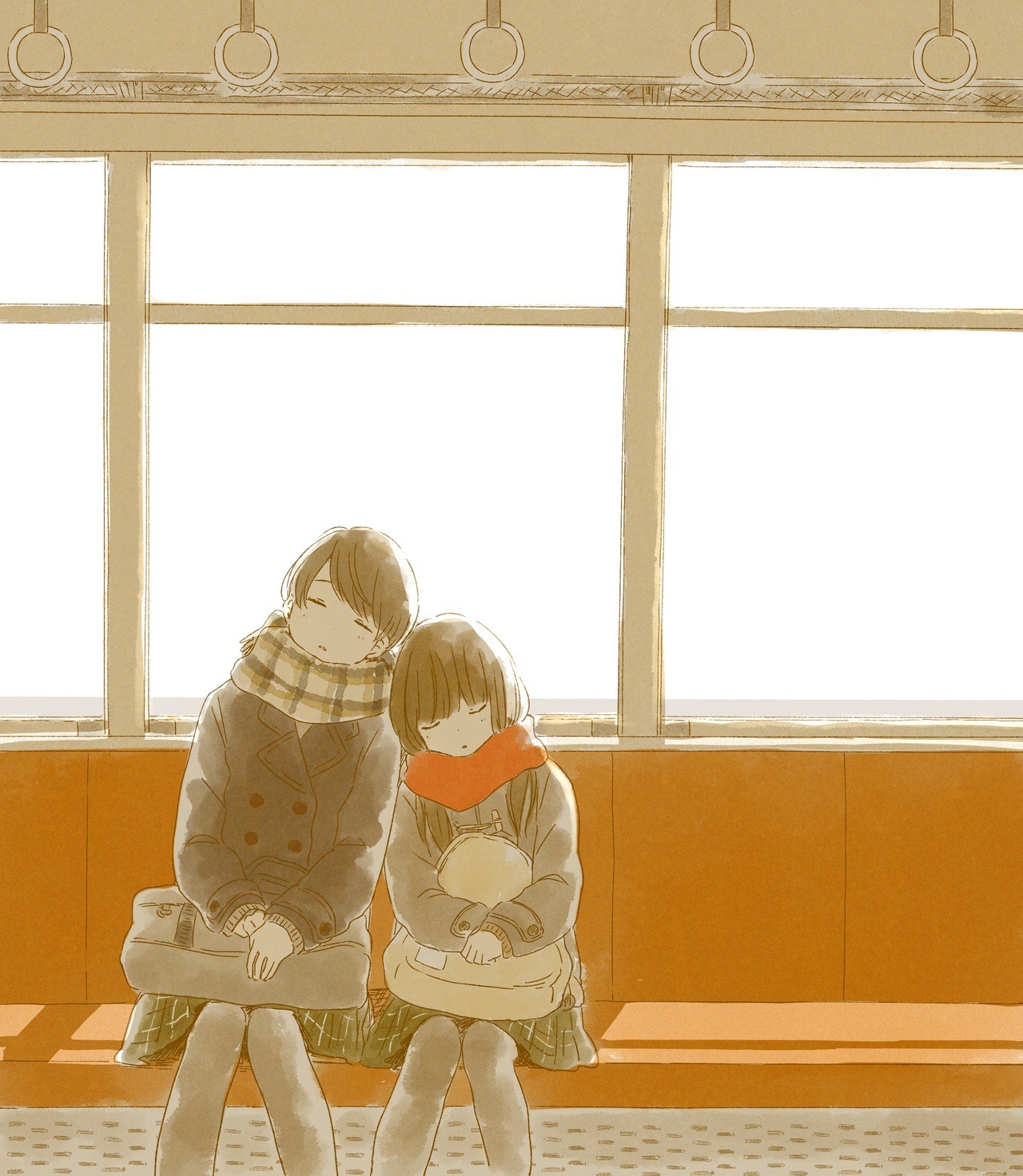 Train Couple Anime Couple Love Plus Anime Boys Anime Girls Closed Eyes Sleeping 1280x1472