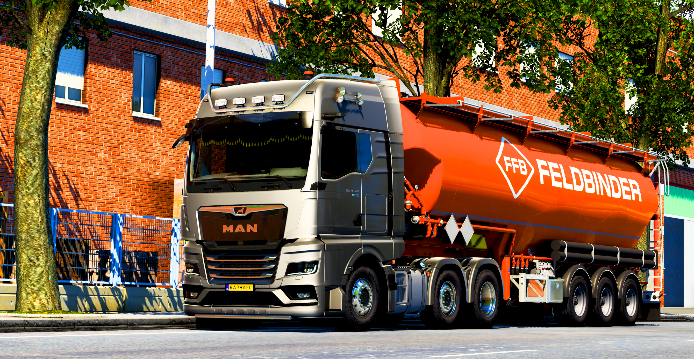 Euro Truck Simulator 2 Spain Truck Man New Man Tgx Vehicle Video Games Trees Front Angle View 2679x1388