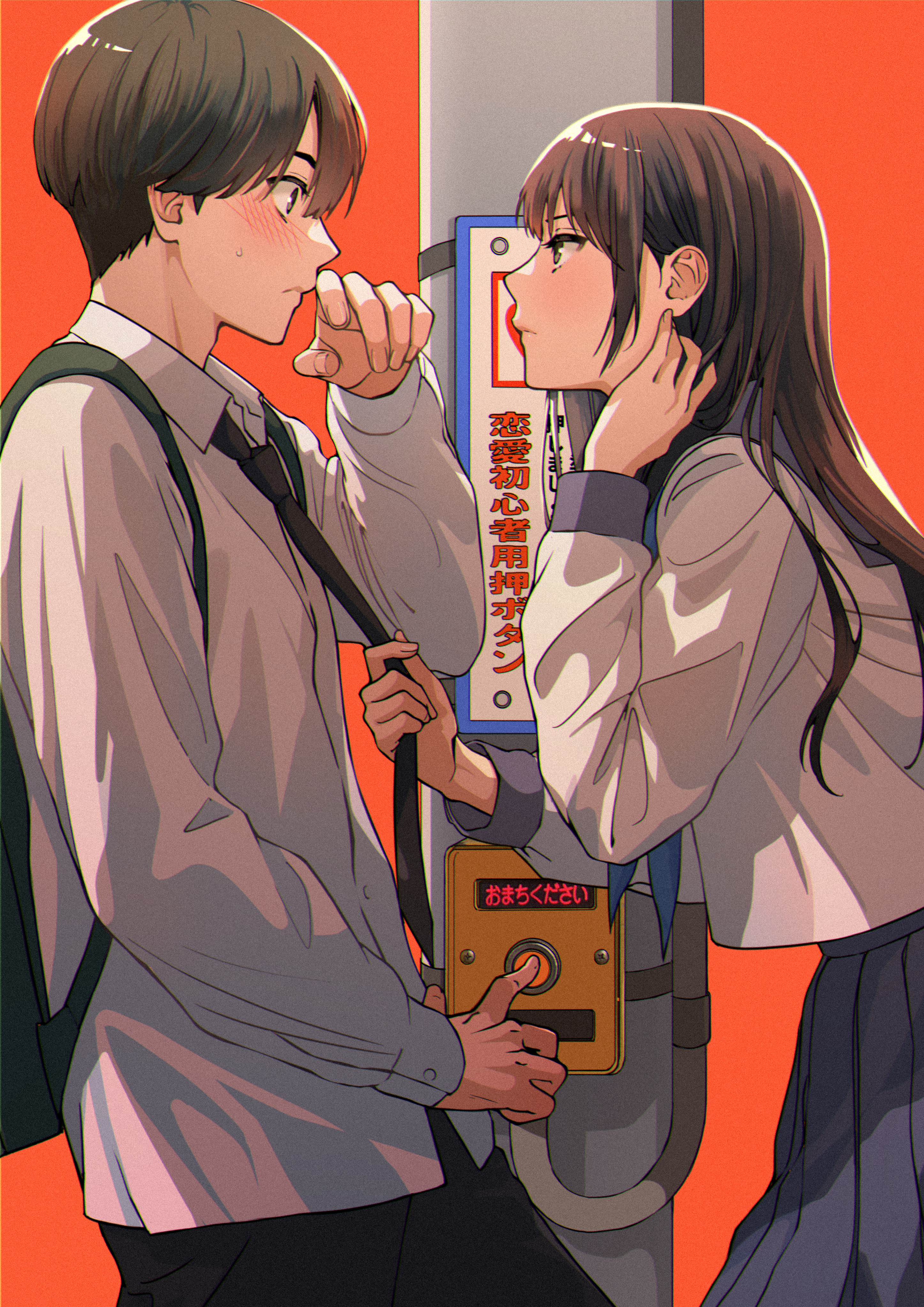 School Uniform Blushing Anime Boys Anime Girls Japanese 2894x4093
