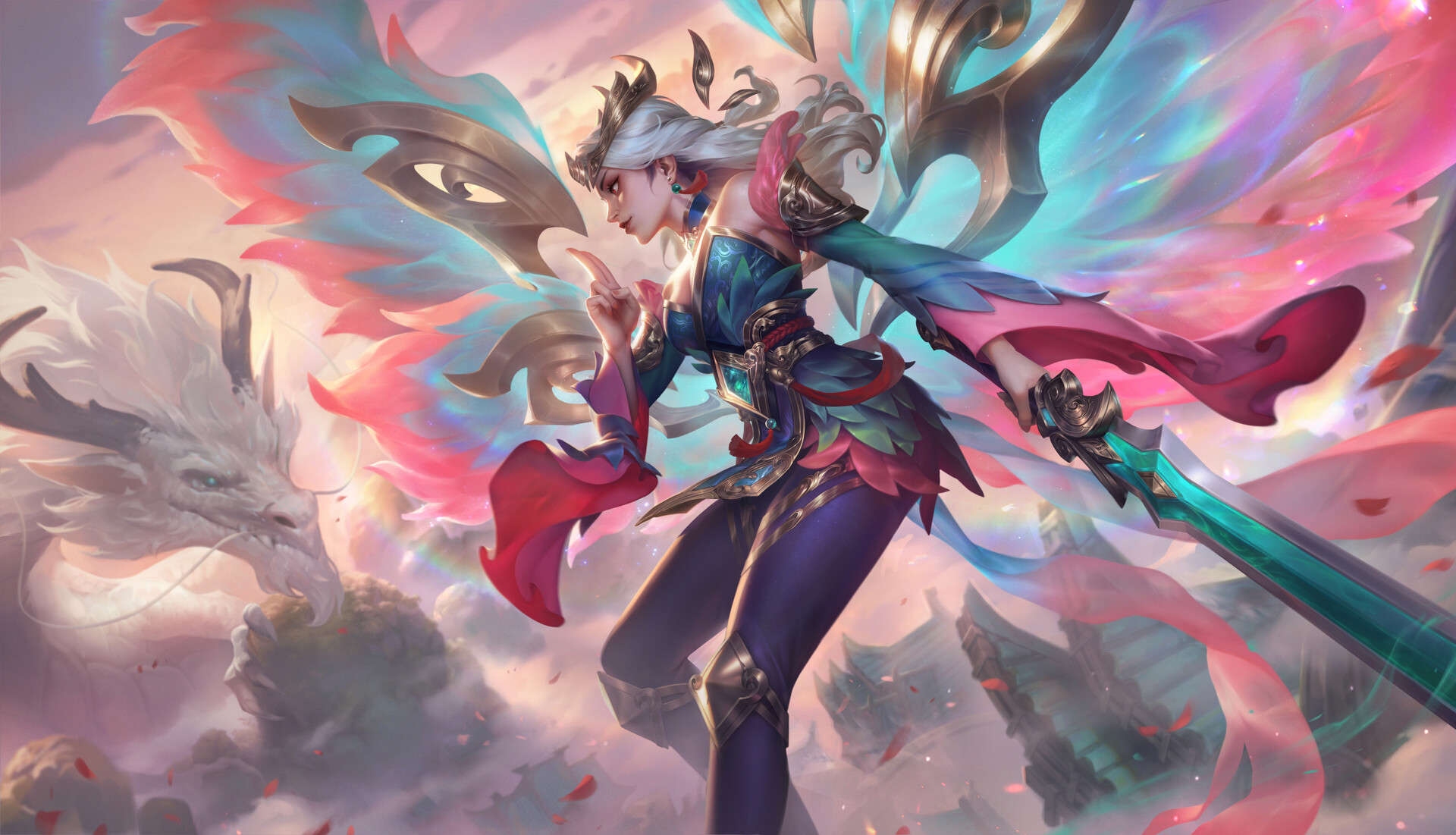 Huyy Nguyen Drawing League Of Legends Kayle League Of Legends Wings Pink Video Game Characters Video 1920x1101