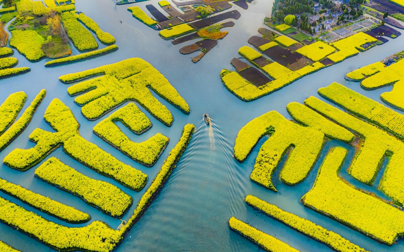 Photography Aerial View Nature Landscape Water River Field Boat Trees Forest Ningtai Yu Vietnam 1300x812