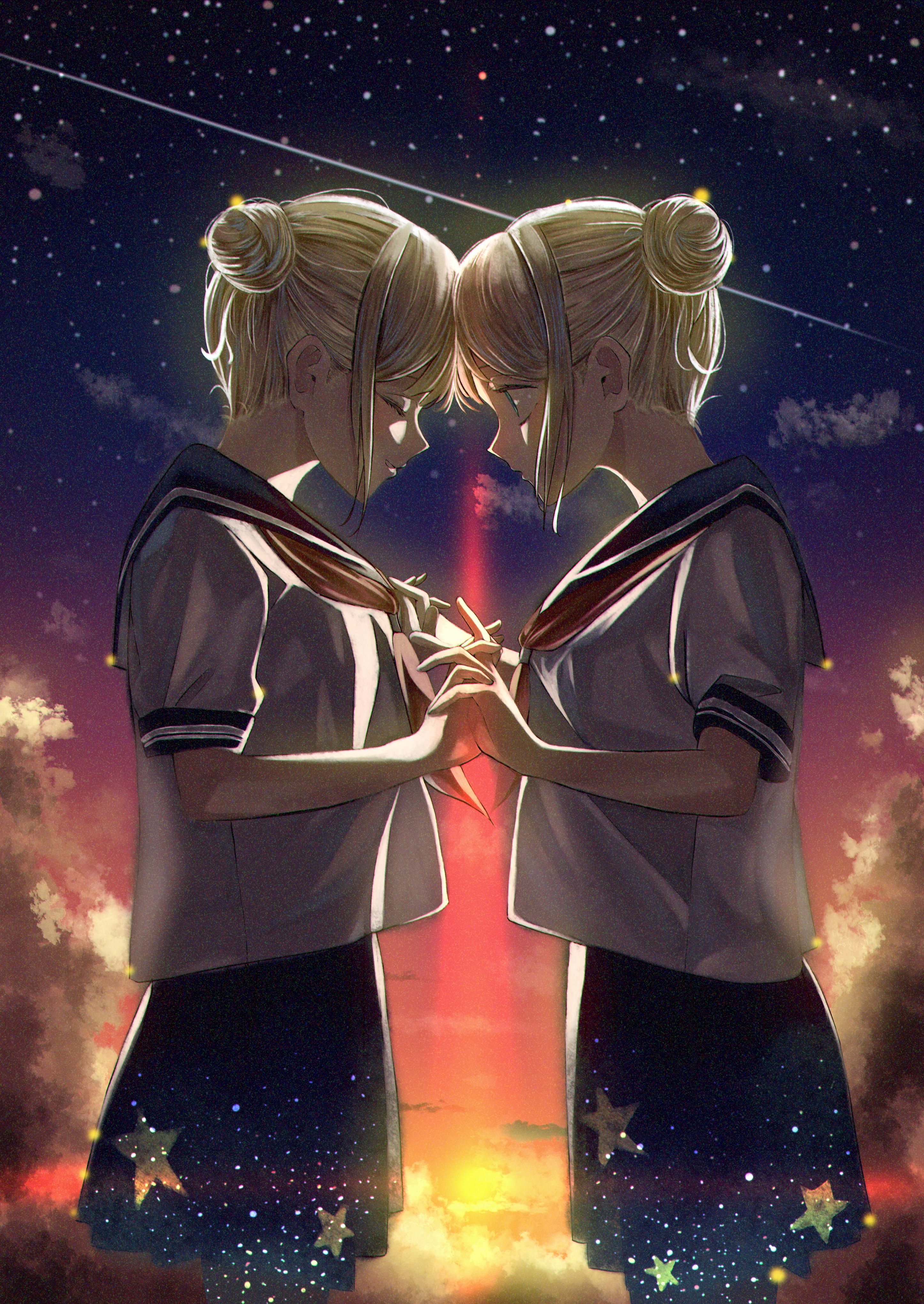 Anime Anime Girls Original Characters Twins Two Women Artwork Digital Art Fan Art 2893x4082