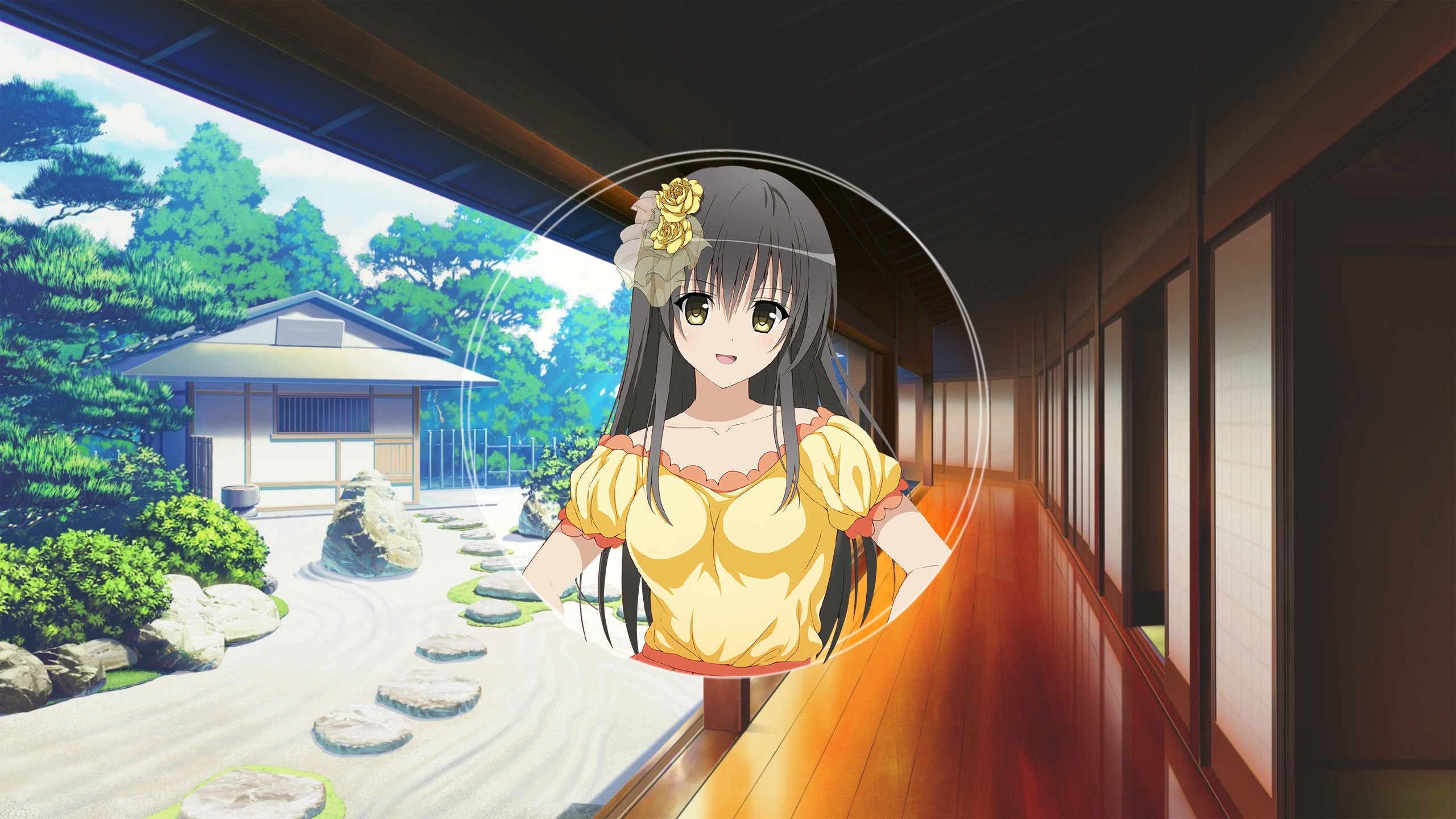 Anime Anime Girls Japan Summer To Love Ru Kotegawa Yui Black Hair Picture In Picture Flower In Hair  2560x1440