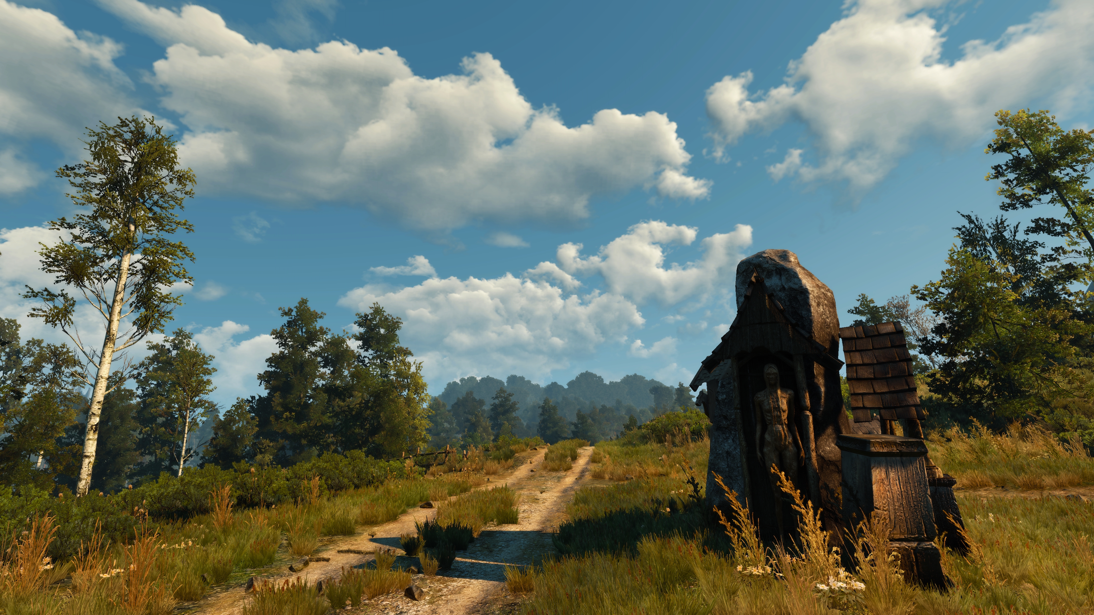 The Witcher 3 Wild Hunt PC Gaming Screen Shot Road Sky Clouds 3840x2160