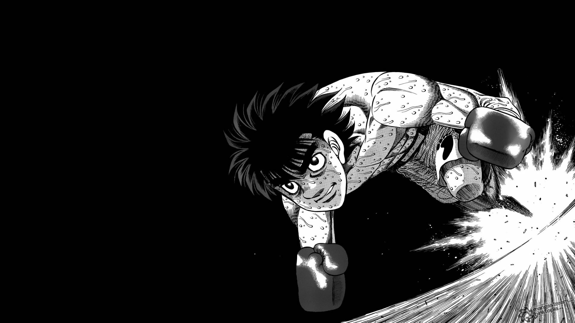 Hajime No Ippo Ippo Boxing Manga Simple Background Black Background Anime Boys Minimalism Boxing Glo 1920x1080