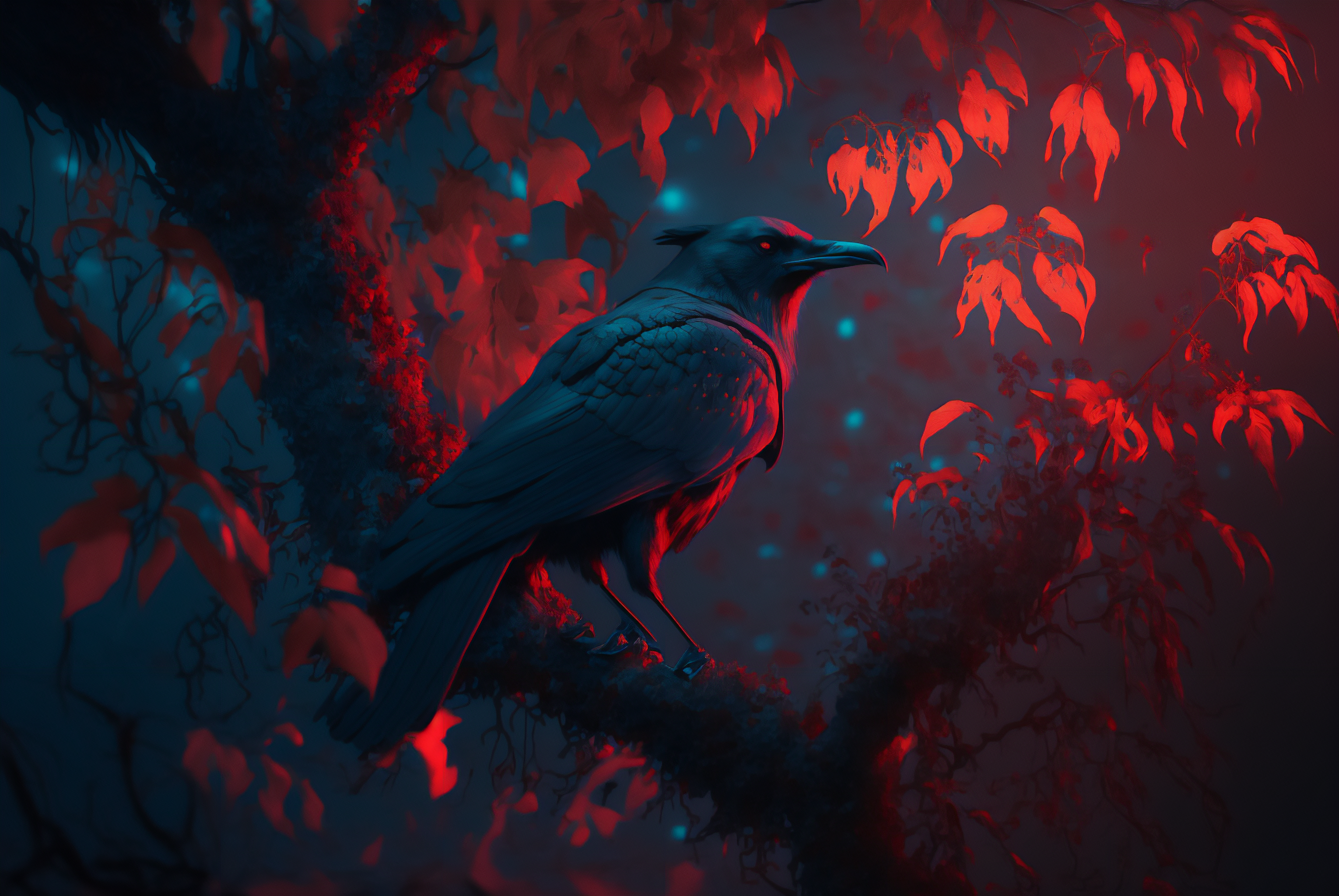 Ai Art Animals Raven Trees Illustration Leaves Birds Wallpaper -  Resolution:3060x2048 - ID:1358664 