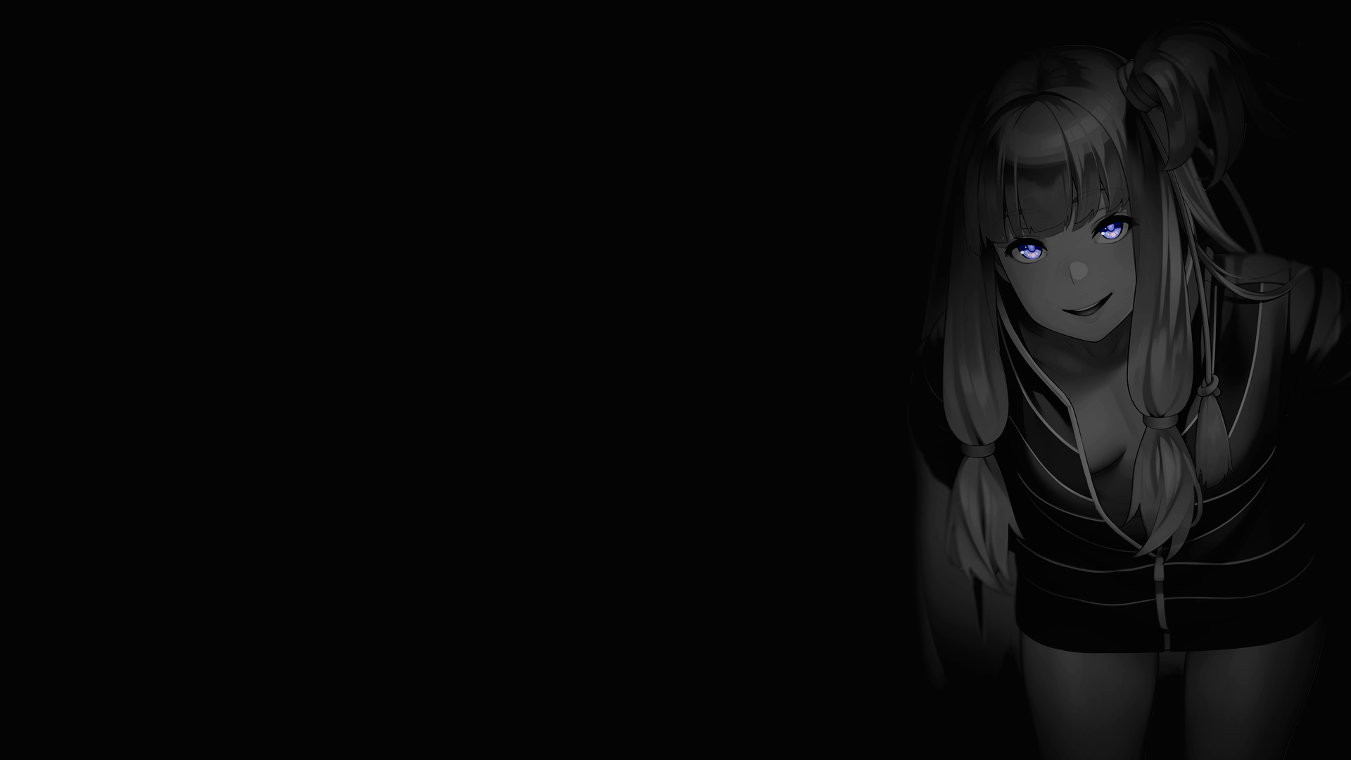 Selective Coloring Black Background Dark Background Simple Background Anime Girls 1920x1080