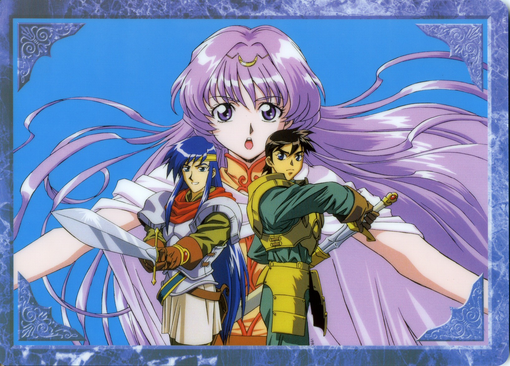 Record Of Lodoss War Parn Spark Record Of Lodoss War Neese Armor Knight Sword Anime Girls Purple Hai 1637x1175