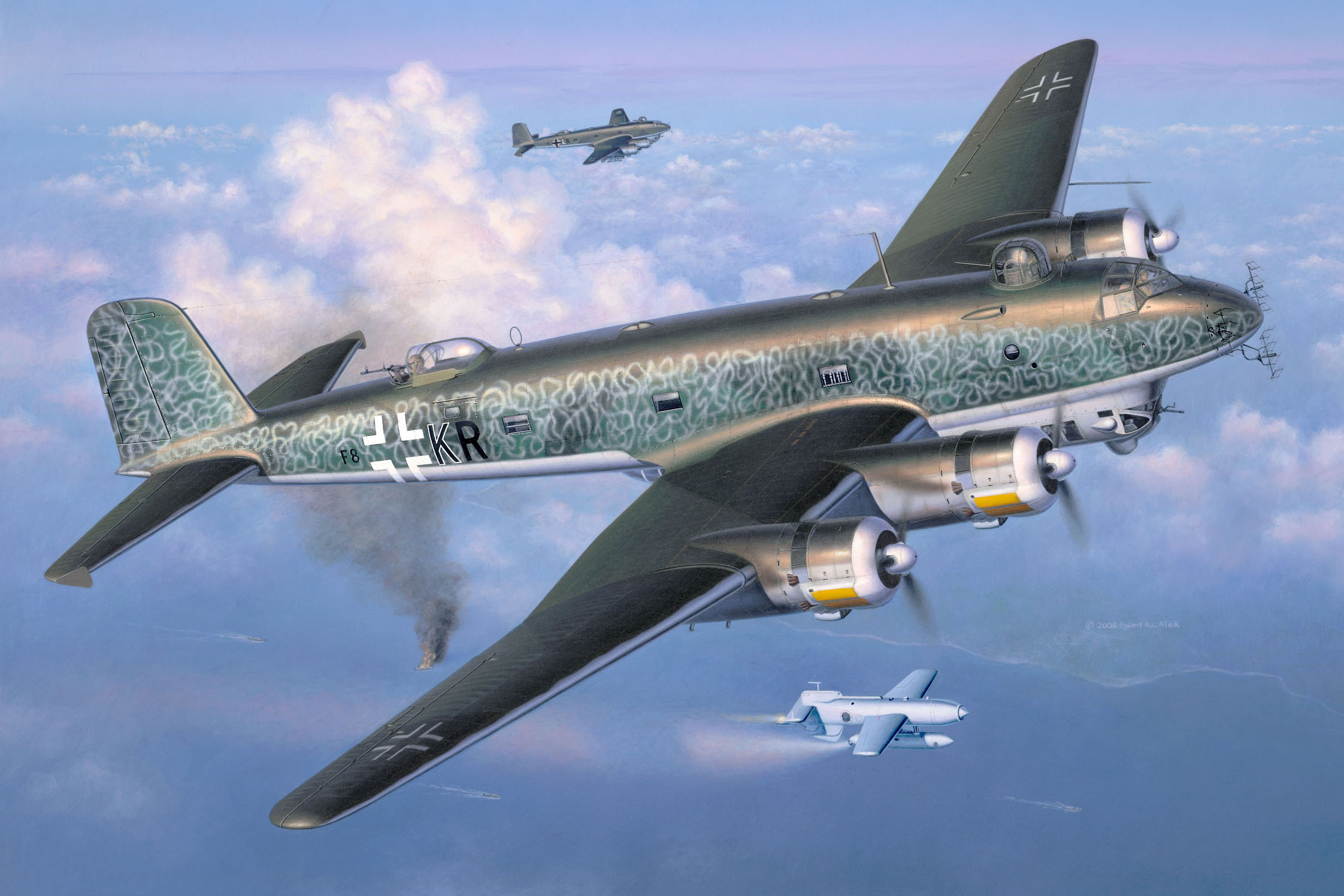 World War Ii War Luftwaffe Germany Aircraft Airplane Atlantic Ocean Bomber Military Focke Wulf 200 C 2244x1496