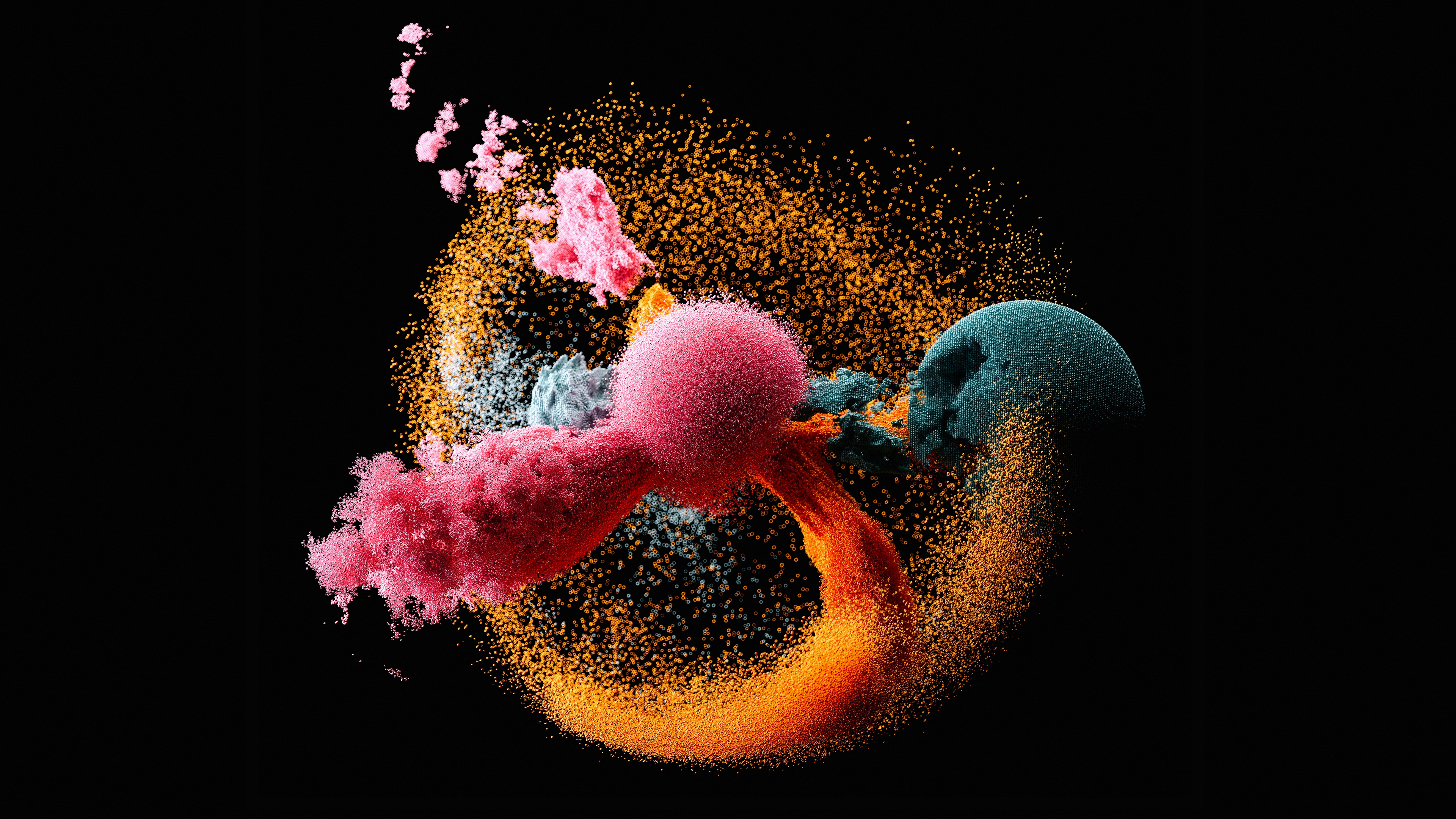 Abstract Dark Background Colorful Artwork Digital Art Explosion Simple Background Black Background 3 3840x2160