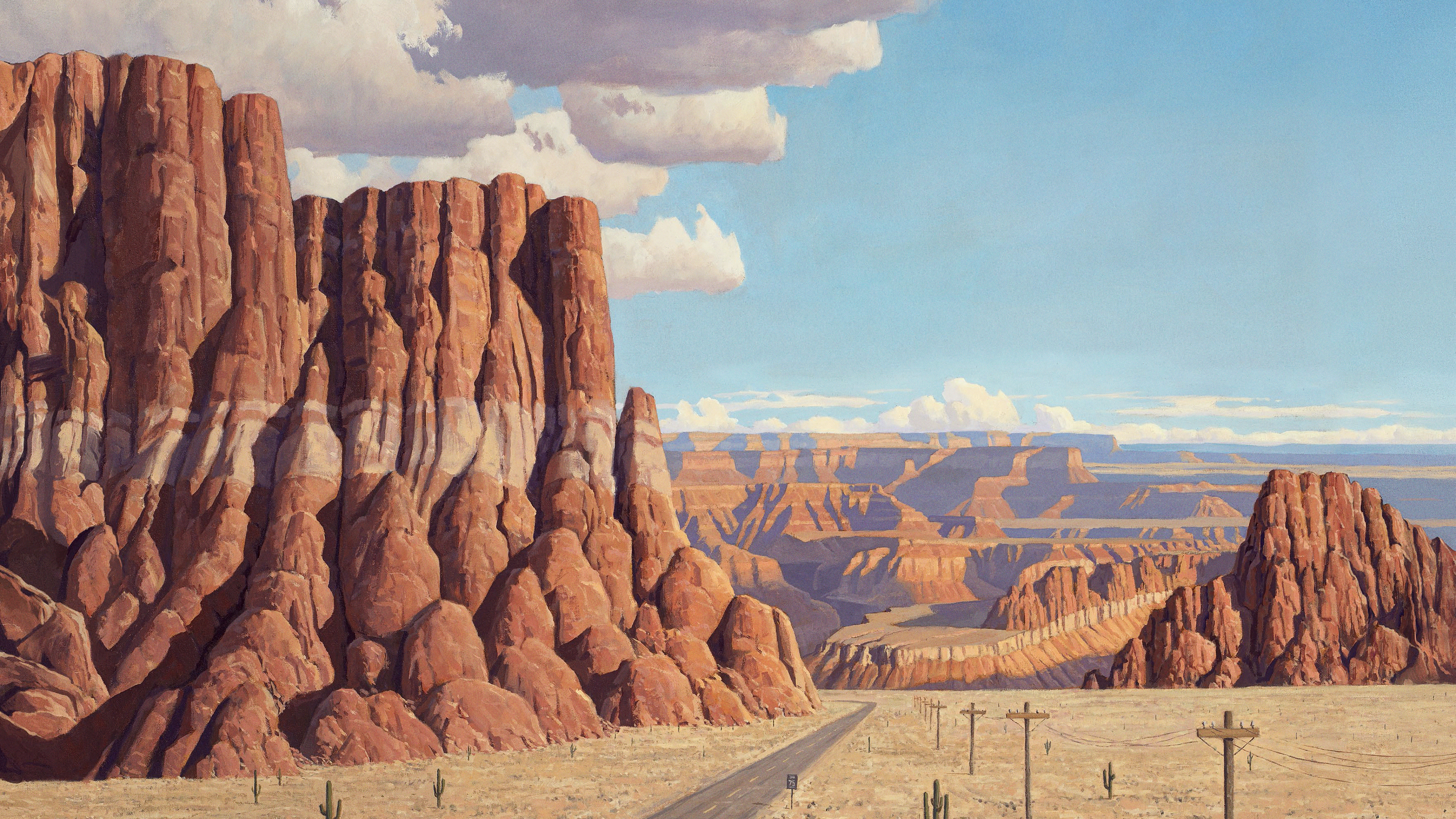 Asteroid City Movie Poster Movies Wes Anderson Digital Art Desert Canyon Rock Formation Road Electri 3517x1978