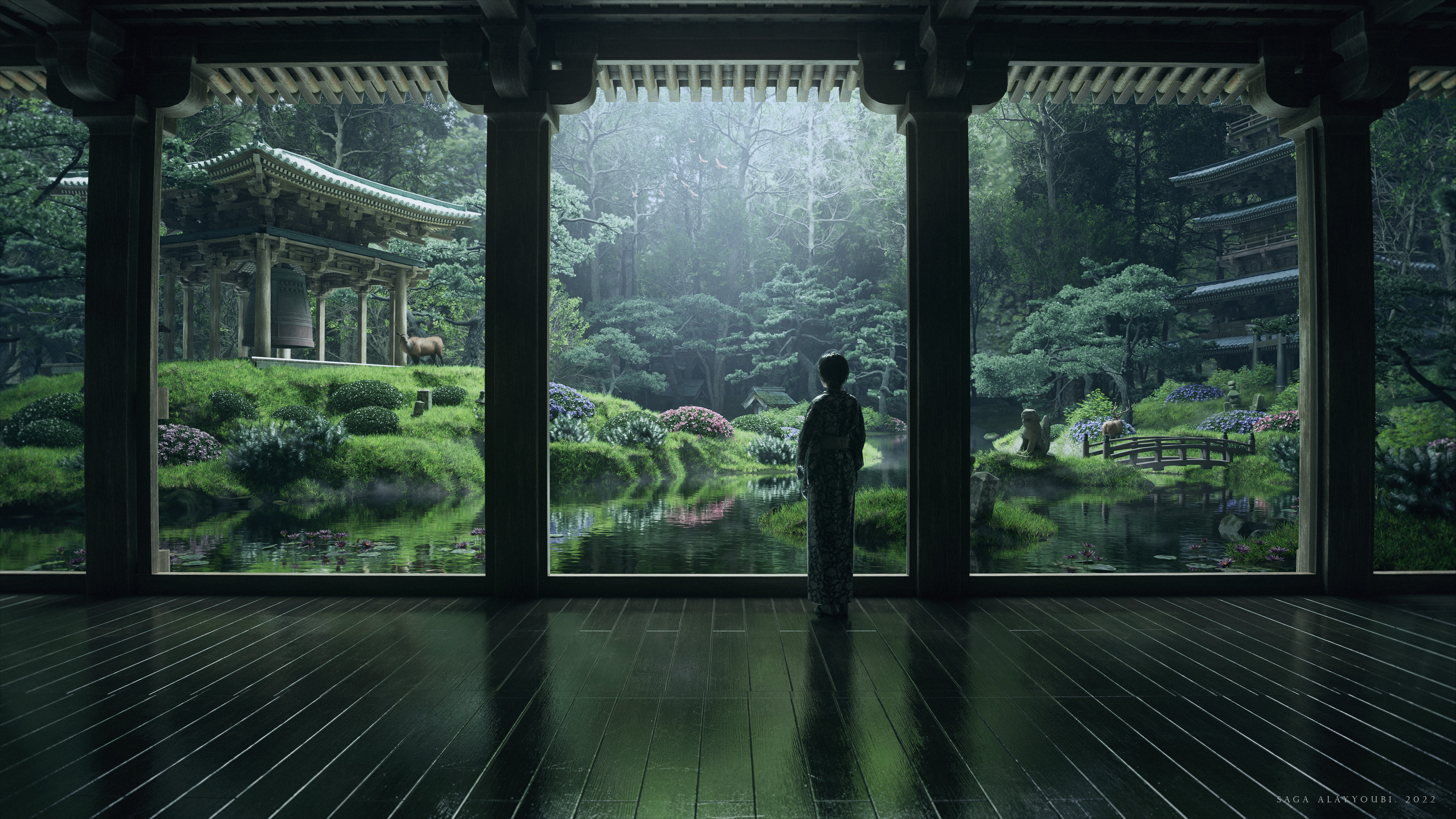 Digital Digital Art Artwork Render Unreal Engine 5 Environment Temple Architecture Nature Forest 3D  3840x2160