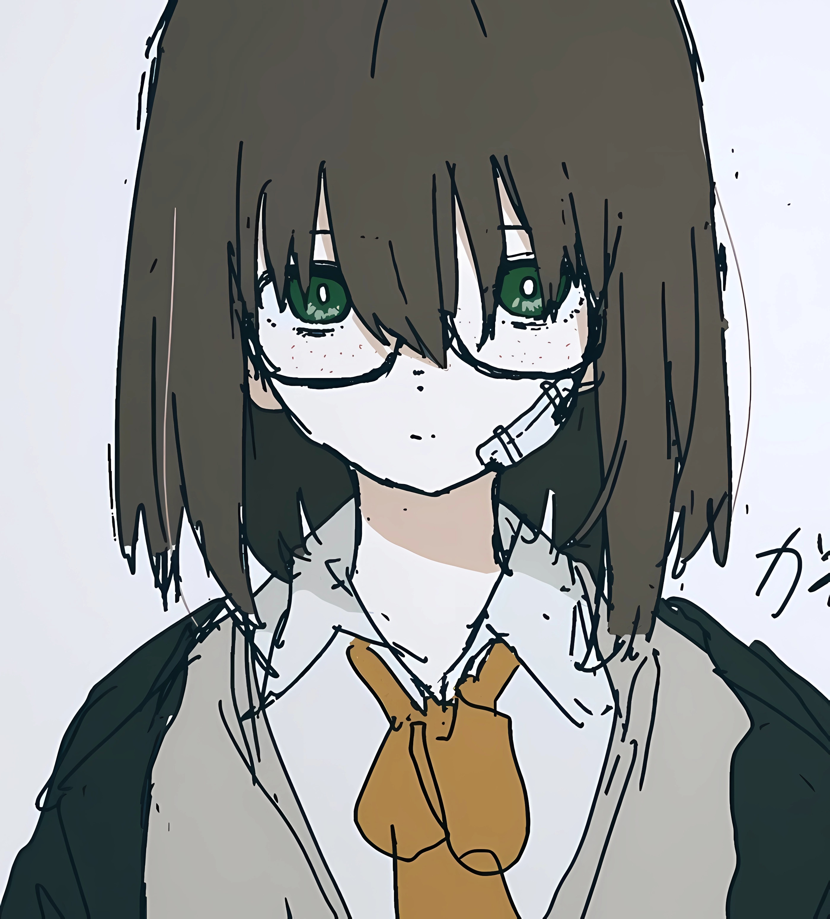 Anime Komugiko2000 Anime Girls Glasses Bandage Looking At Viewer Portrait Display Freckles Schoolgir 2800x3100