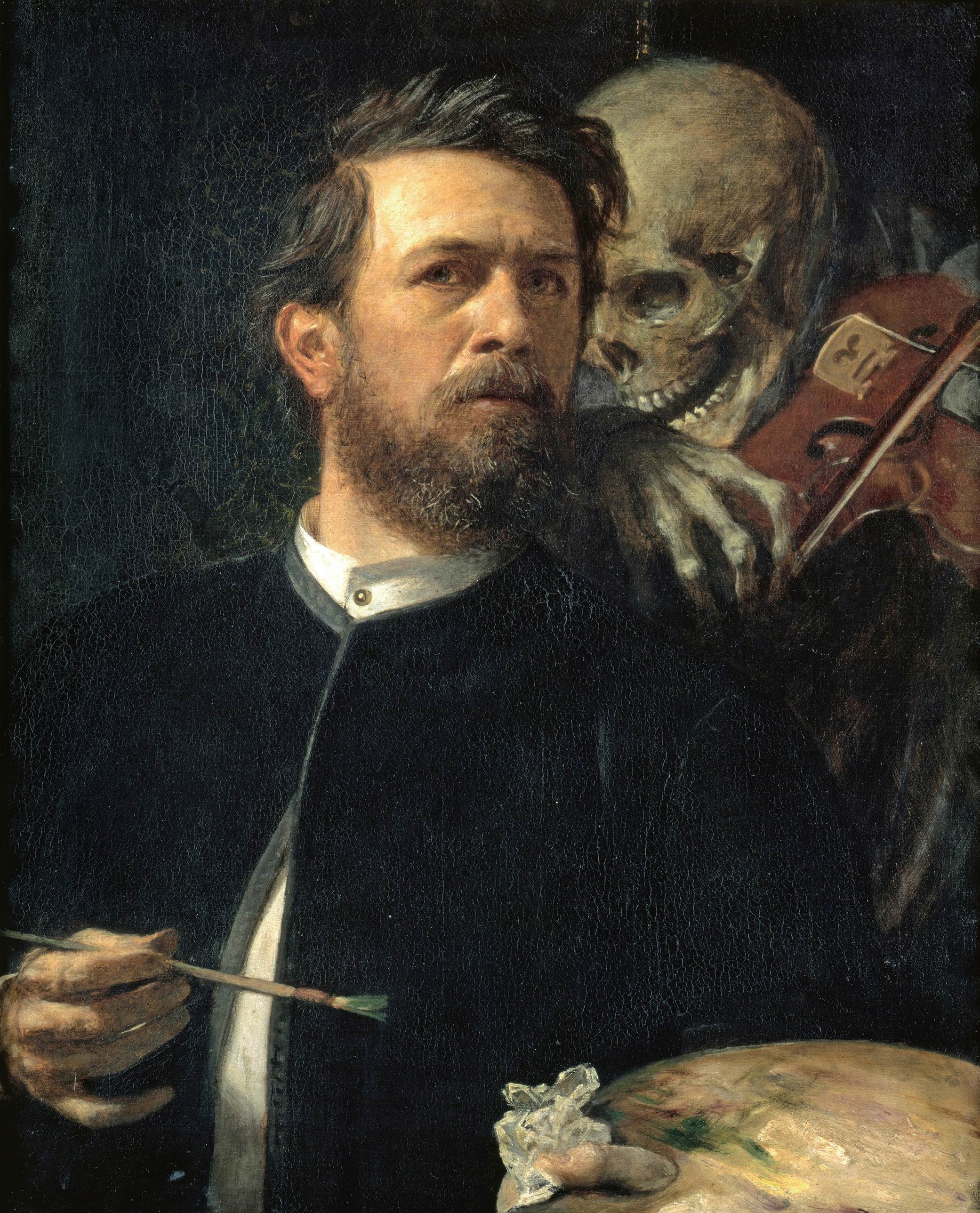 Oil Painting Oil On Canvas Arnold Bocklin Death Self Portraits Painters Violin Skull Men Beard Portr 2082x2577