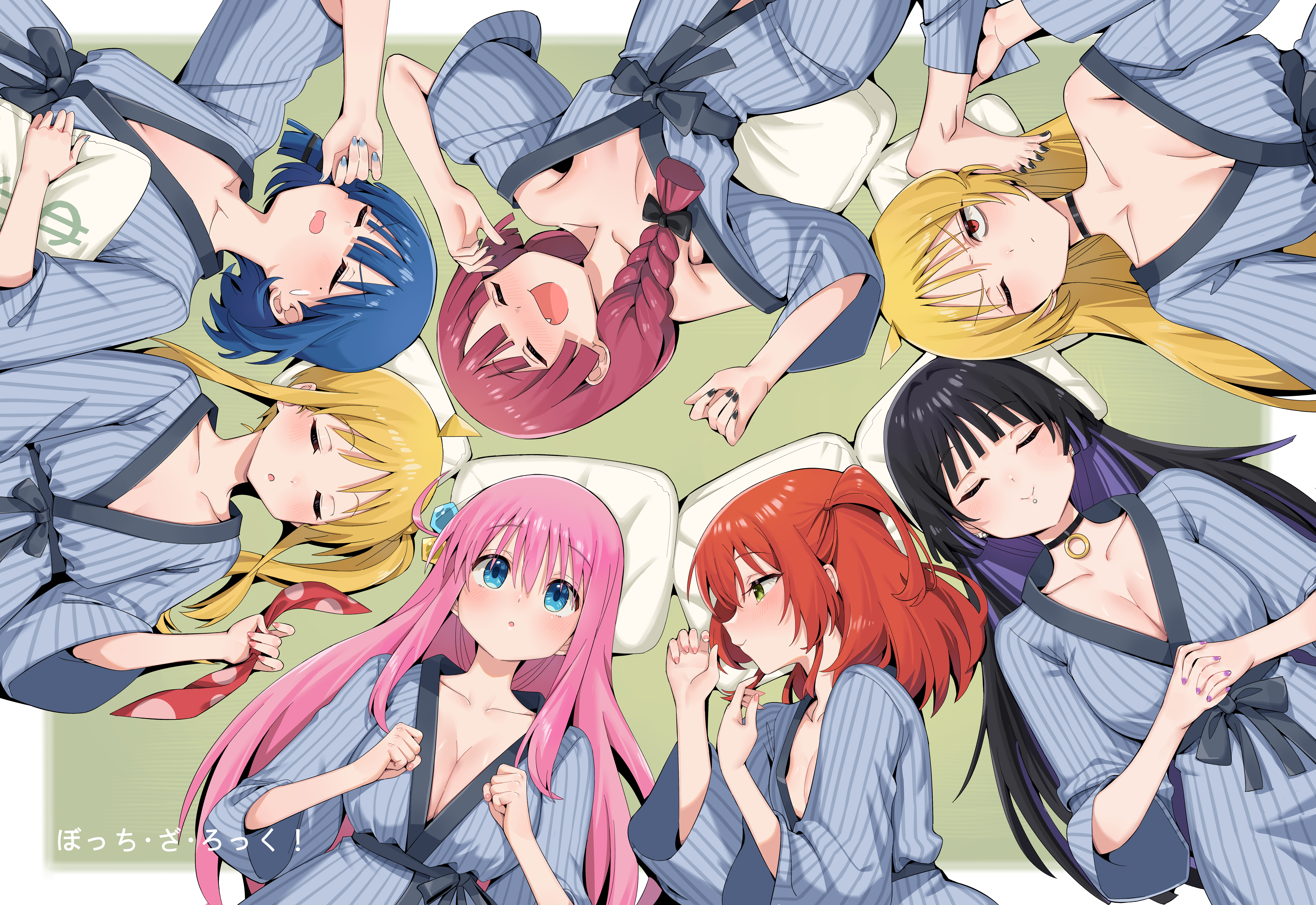 Anime Anime Girls BOCCHi THE ROCK Japanese Lying Down Lying On Back Gotou Hitori Ryo Yamada Nijika I 7559x5197