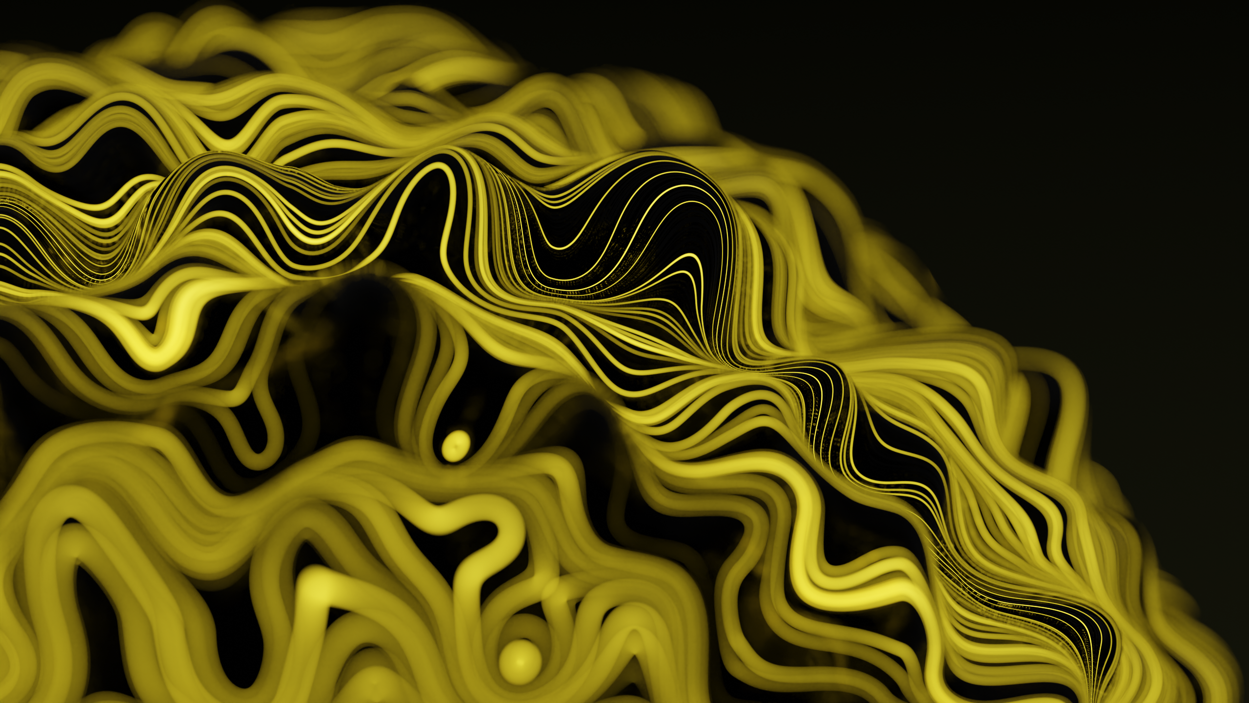 Digital Art CGi Black Background Yellow Black 3D Abstract Abstract 2560x1440