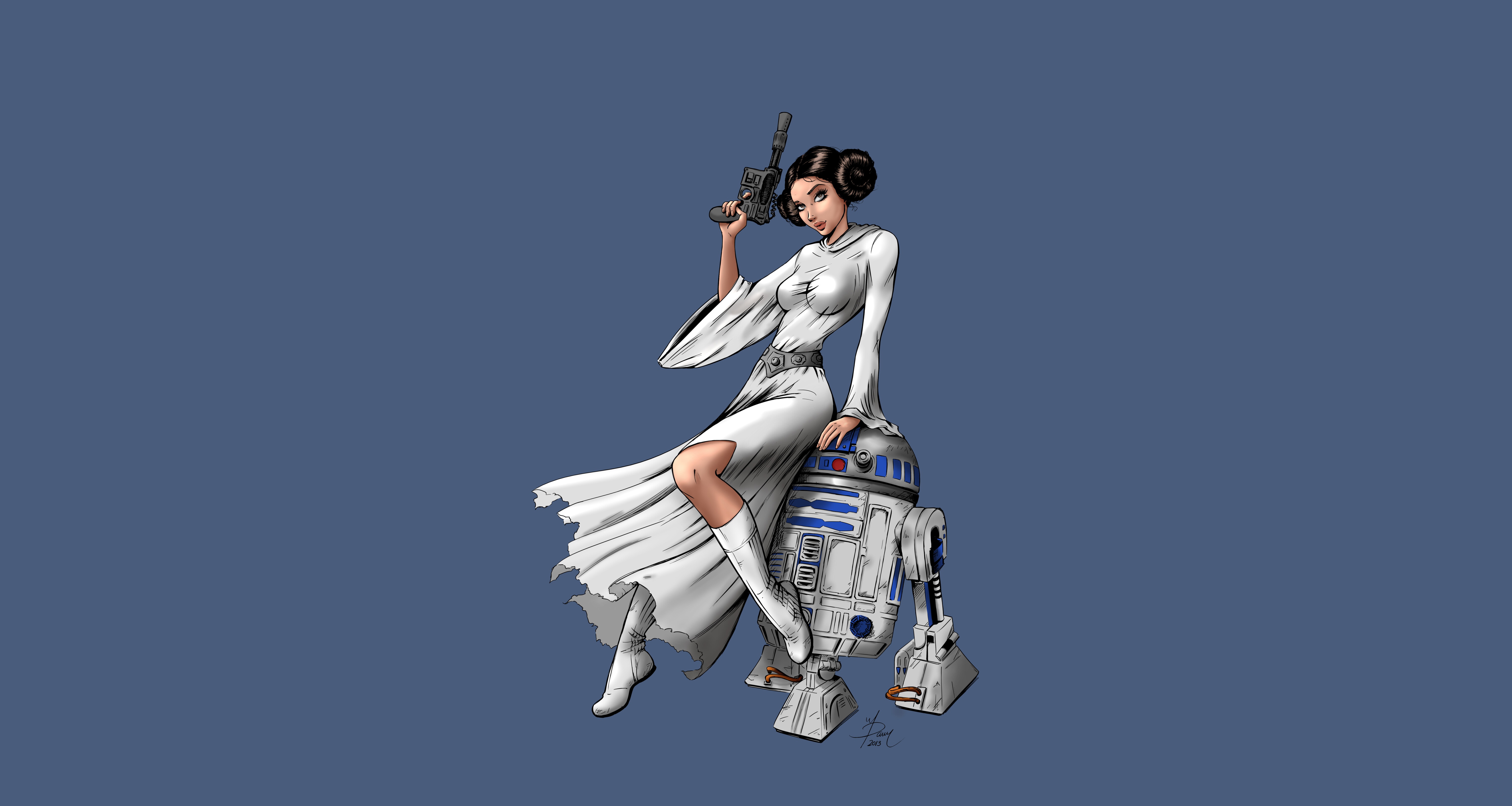 R2 D2 Princess Leia 6000x3200