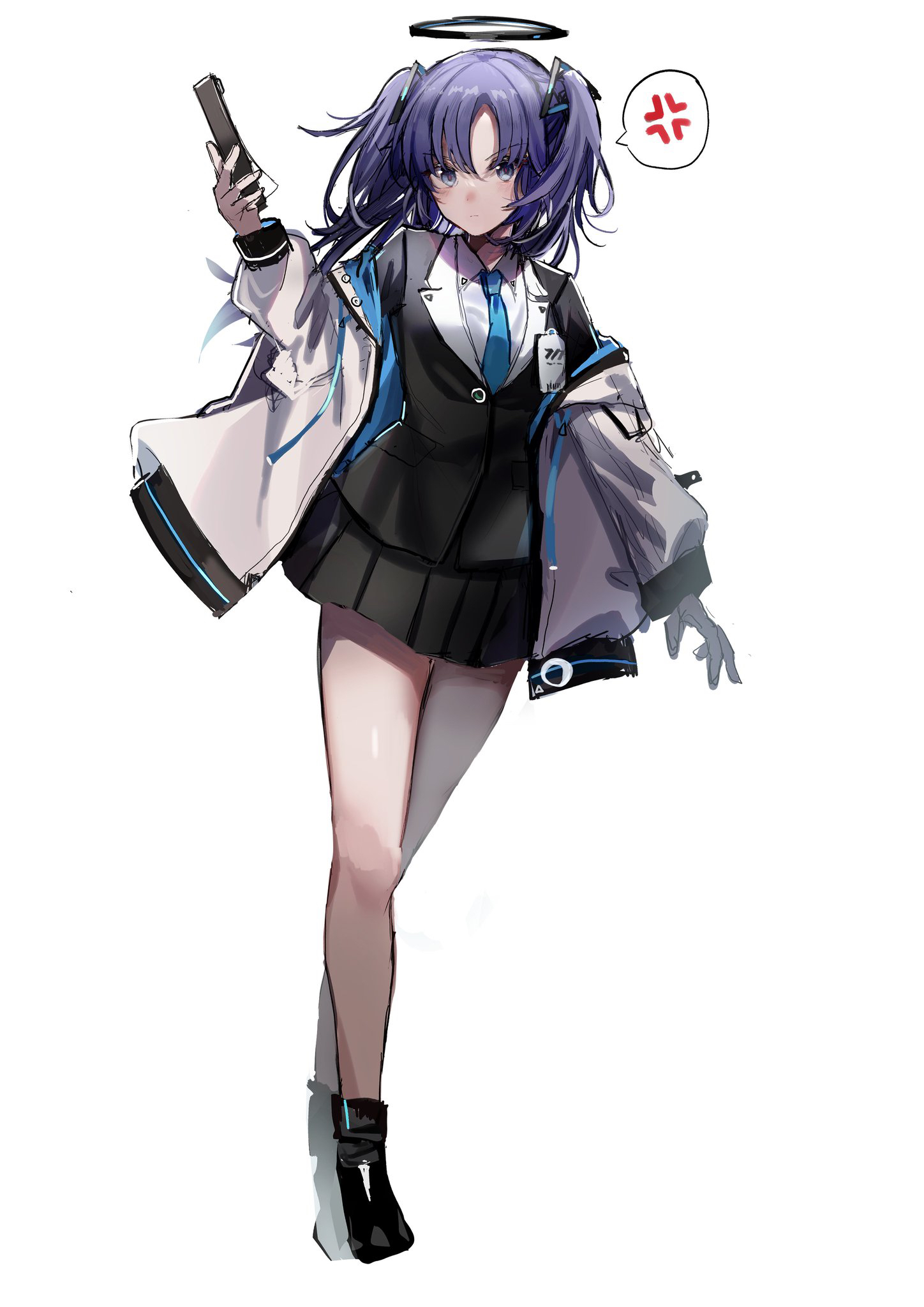 Anime Anime Girls Blue Archive Hayase Yuuka Long Hair Twintails Purple Hair Solo Artwork Digital Art 1448x2048