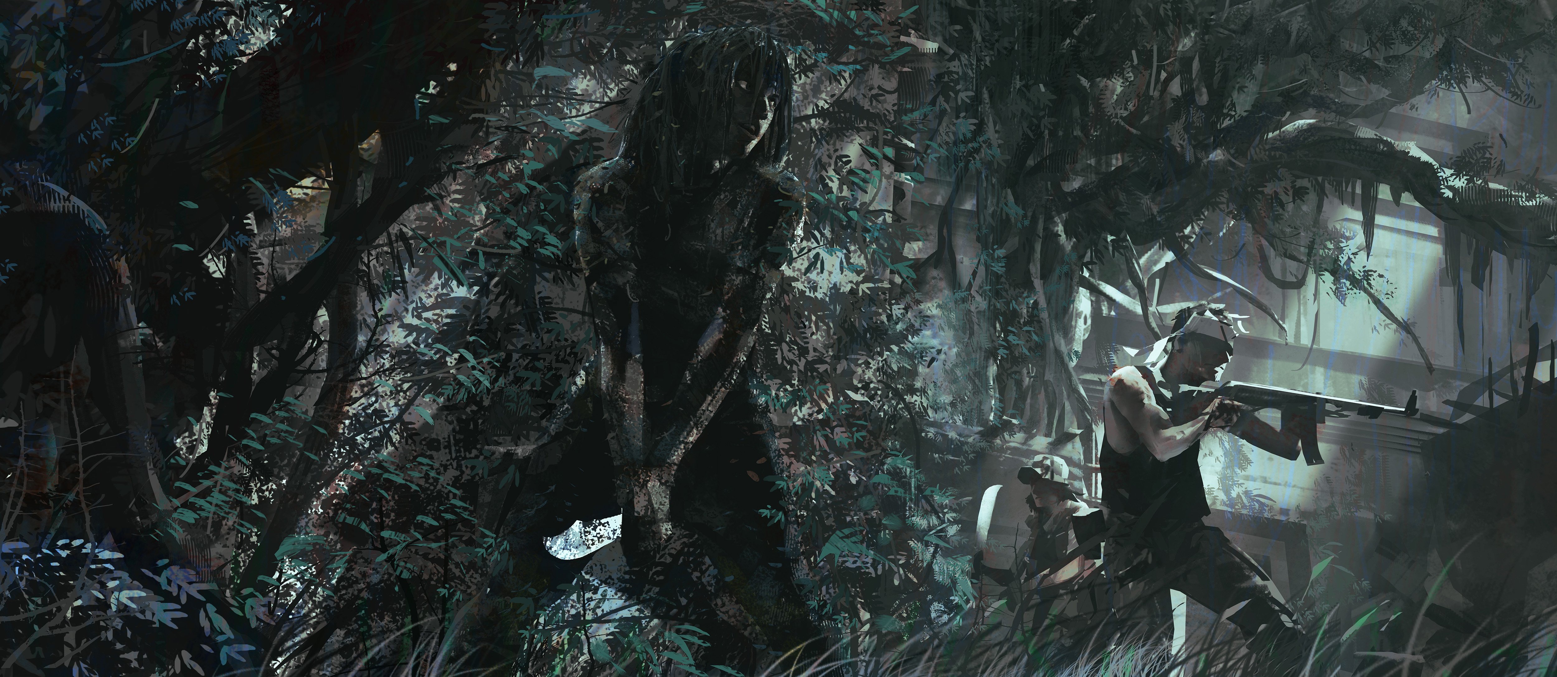 Shadow Of The Tomb Raider Lara Croft Tomb Raider Gun Leaves Video Game Art Video Game Characters Vid 5000x2174
