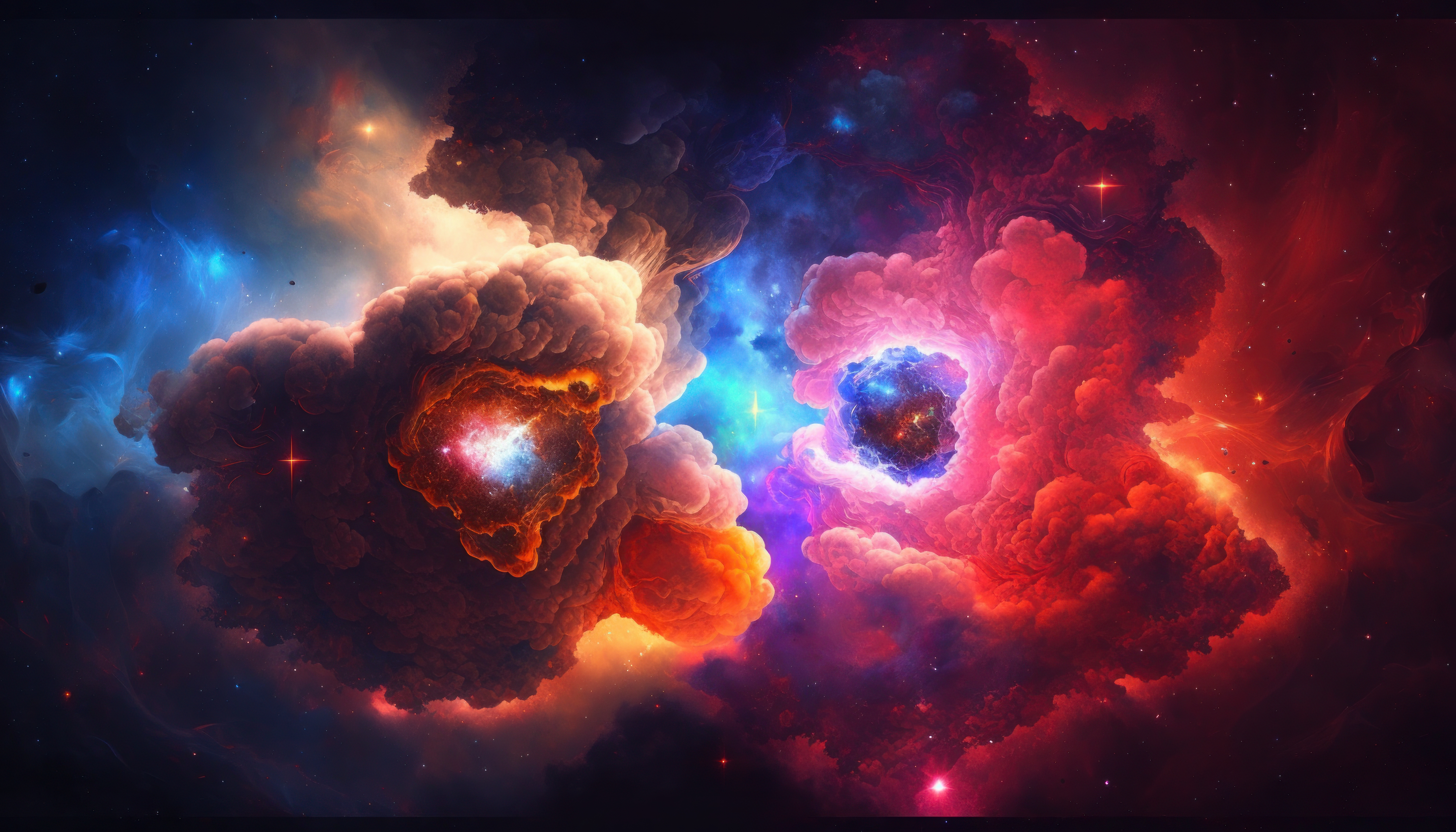 Ai Art Space Nebula Clouds Colorful Stars Galaxy 4579x2616