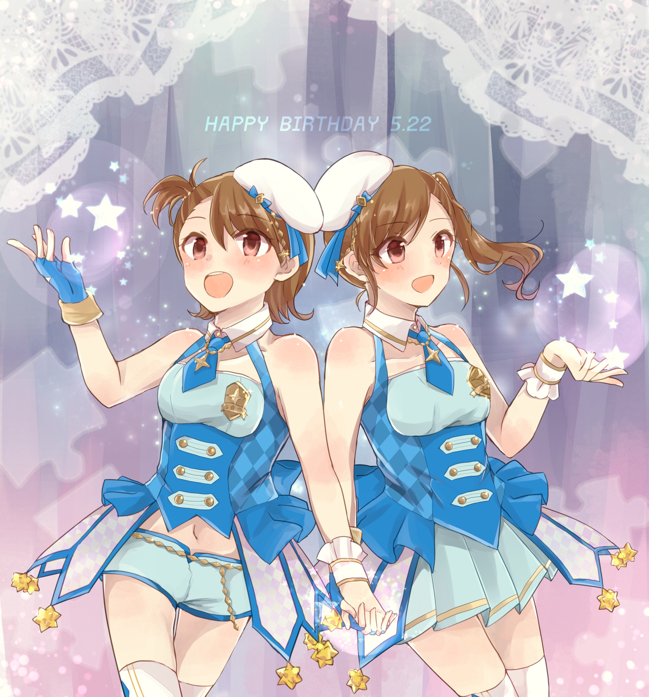 Anime Anime Girls THE IDOLM STER Futami Ami Futami Mami Long Sleeves Brunette Twins Two Women Artwor 2696x2895