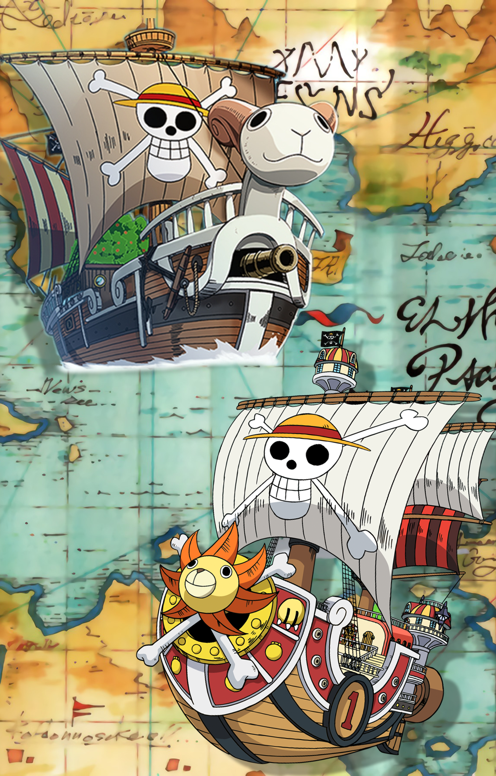 One Piece Thousand Sunny Anime Ship Wallpaper - Resolution:1638x2560 -  ID:1347617 