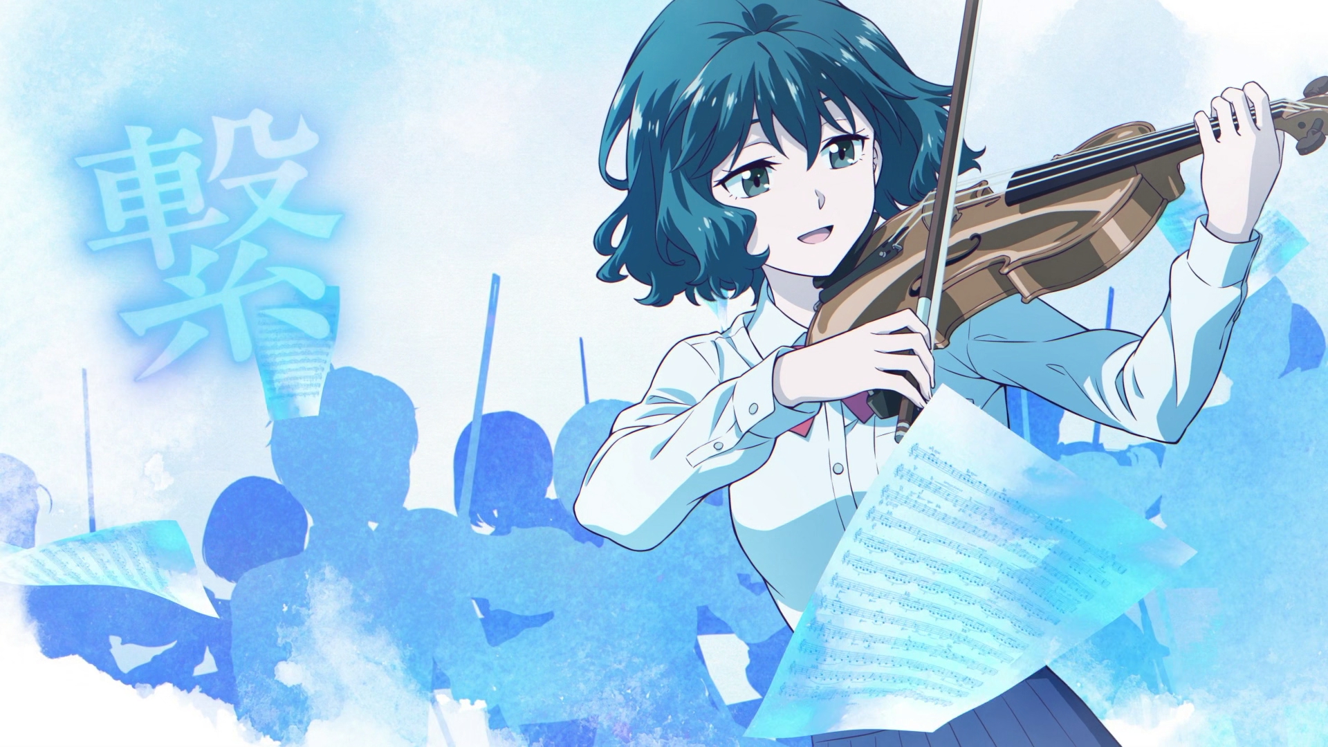 Anime Girls Blue Orchestra Musical Instrument Violin Japanese Paper Short Hair Bow Tie Schoolgirl Sc 1920x1080